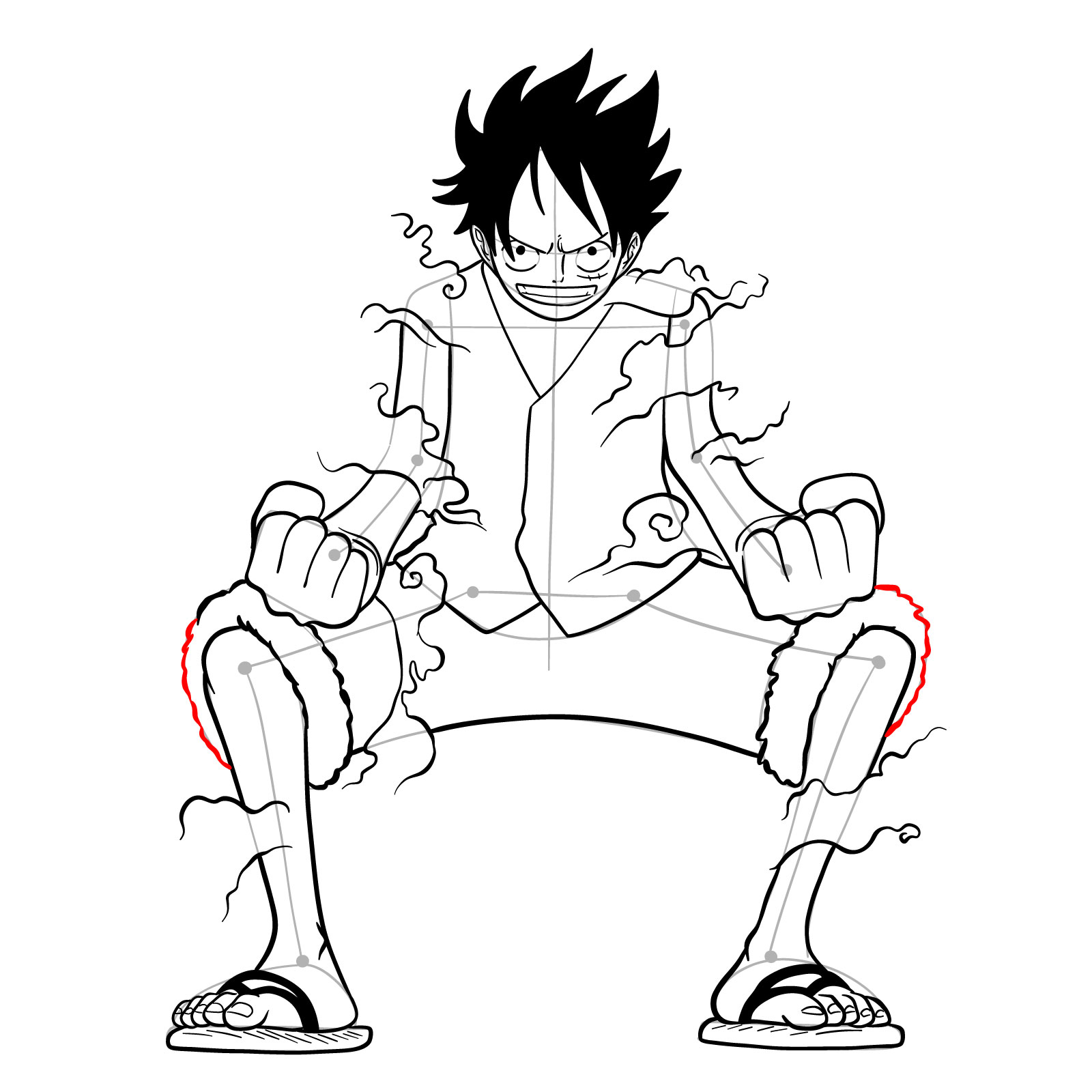 How to draw Luffy in Gear Second - step 37