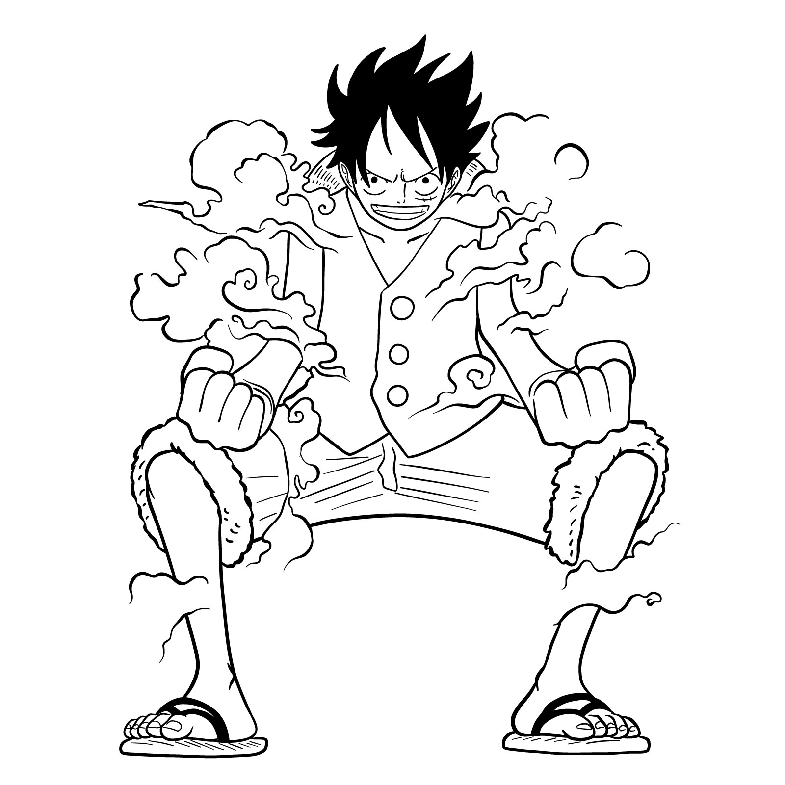 How to draw Luffy in Gear Second - final step