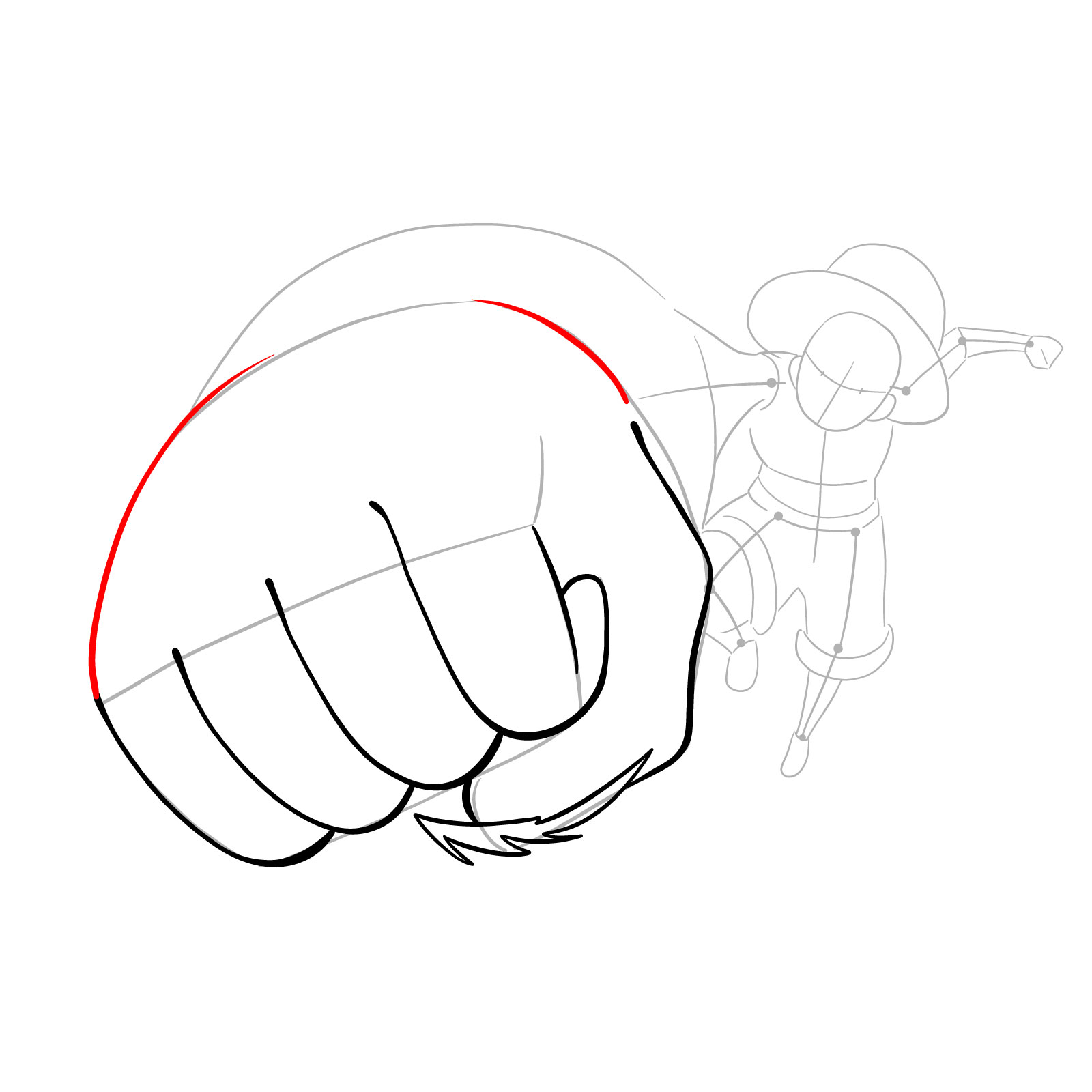How to draw Luffy's Gear 3 without haki - step 08
