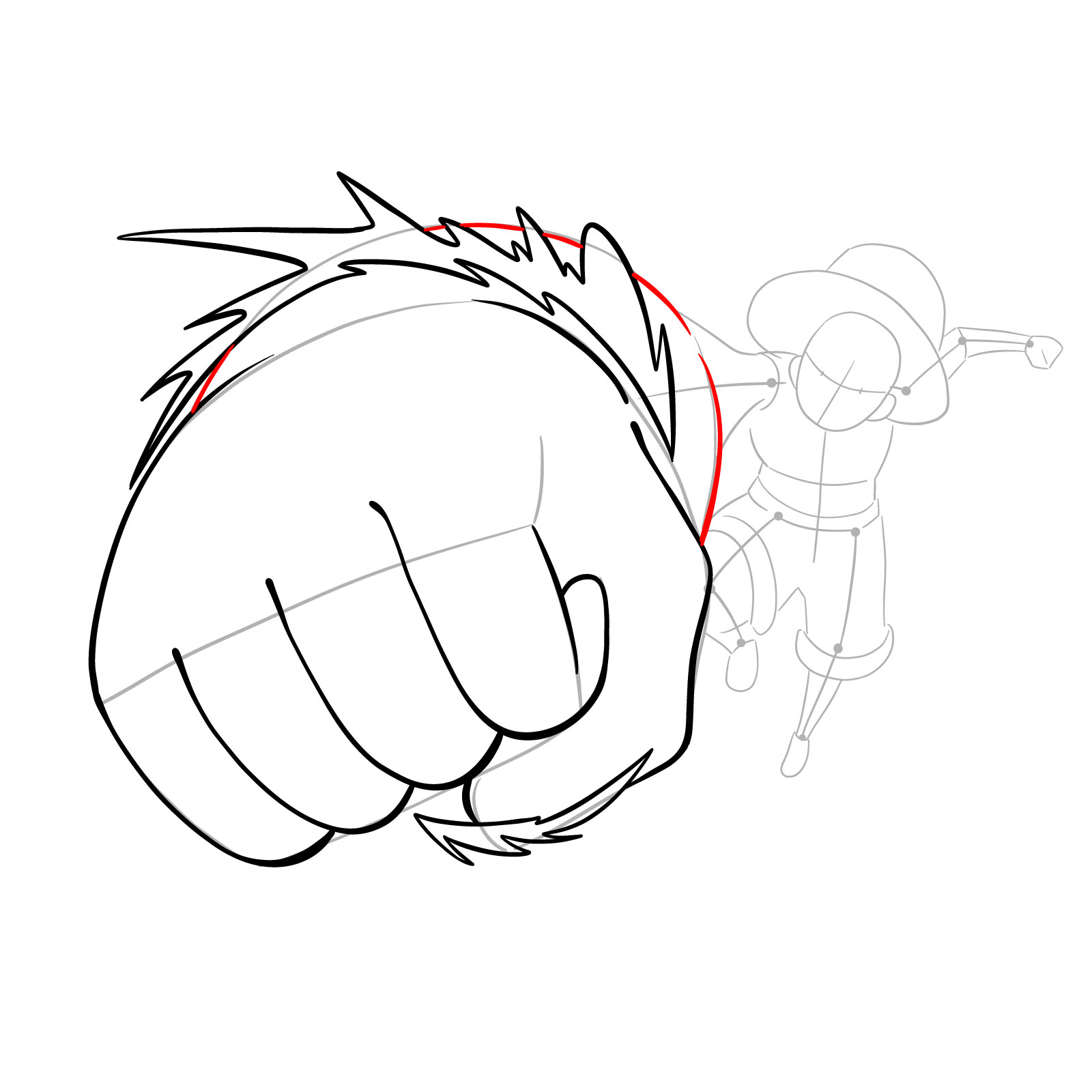 How to draw Luffy's Gear 3 without haki - step 11