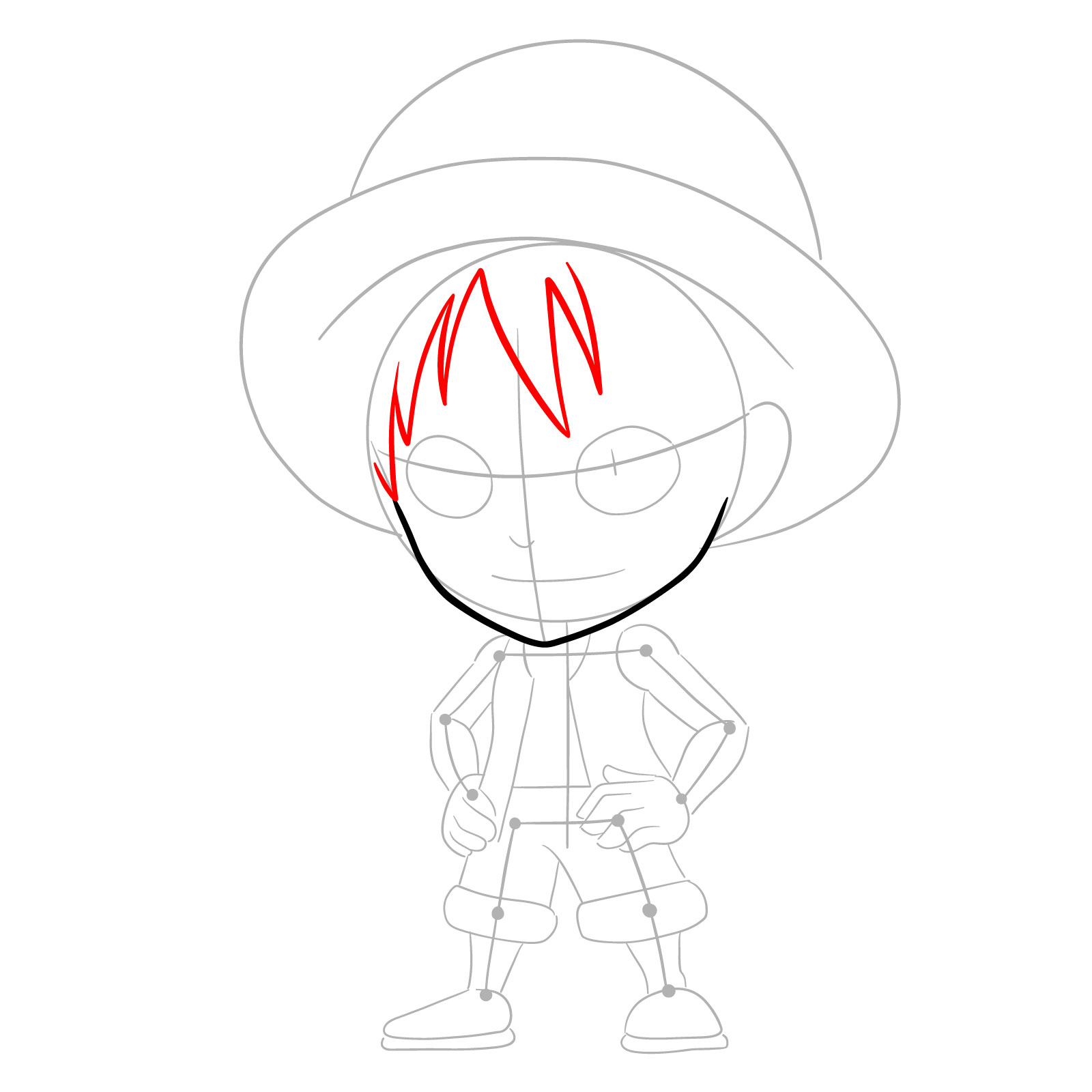 How to Draw Monkey D. Luffy from Jumputi Heroes (Sabaody Archipelago) - step 05