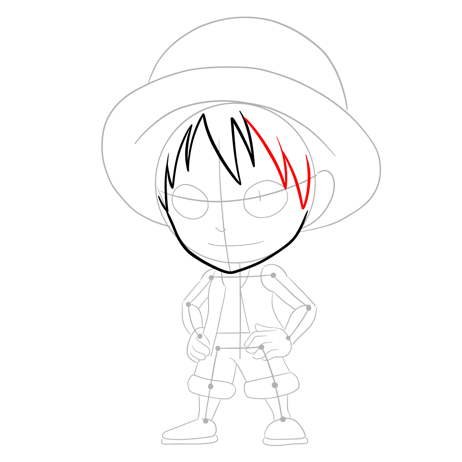 How to Draw Monkey D. Luffy from Jumputi Heroes (Sabaody Archipelago) - step 06
