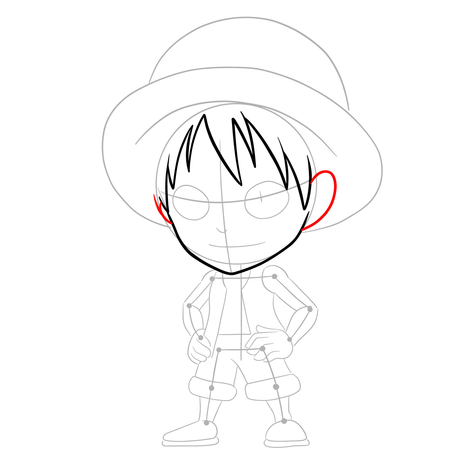 How to Draw Monkey D. Luffy from Jumputi Heroes (Sabaody Archipelago) - step 07