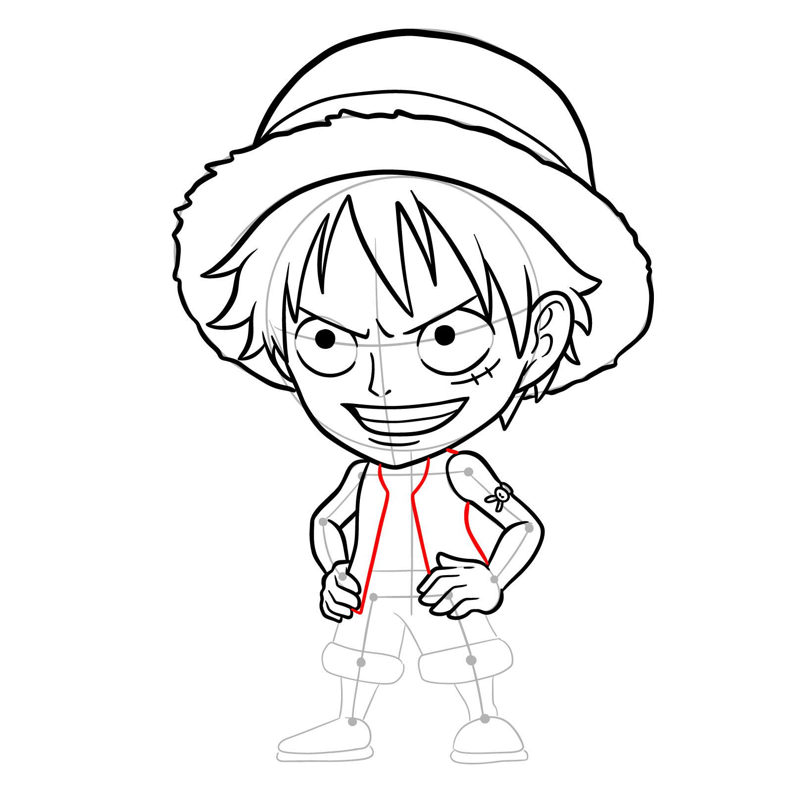 How to Draw Monkey D. Luffy from Jumputi Heroes (Sabaody Archipelago) - step 22