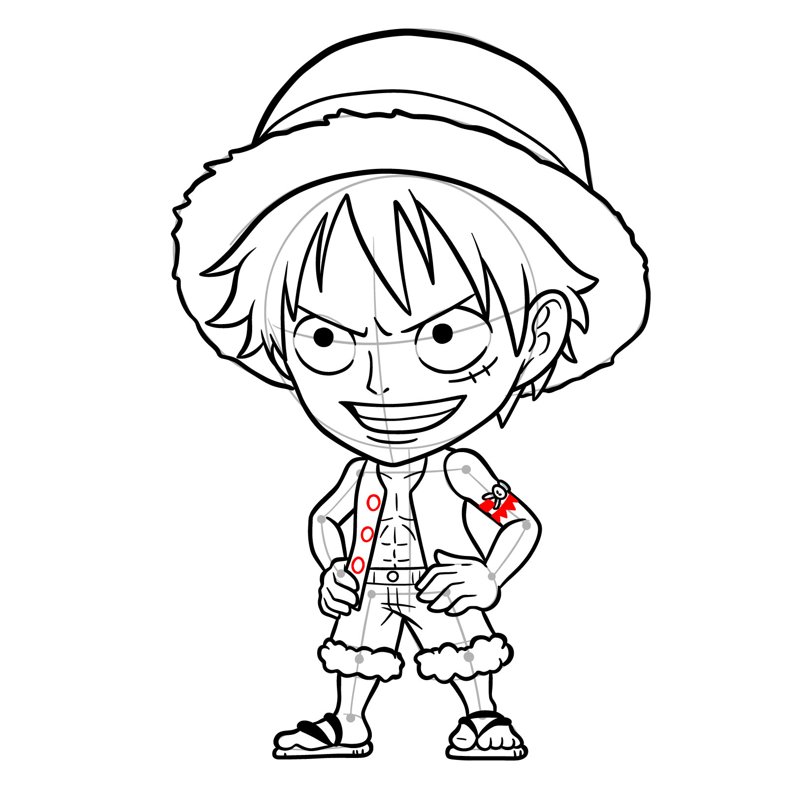 How to Draw Monkey D. Luffy from Jumputi Heroes (Sabaody Archipelago) - step 32