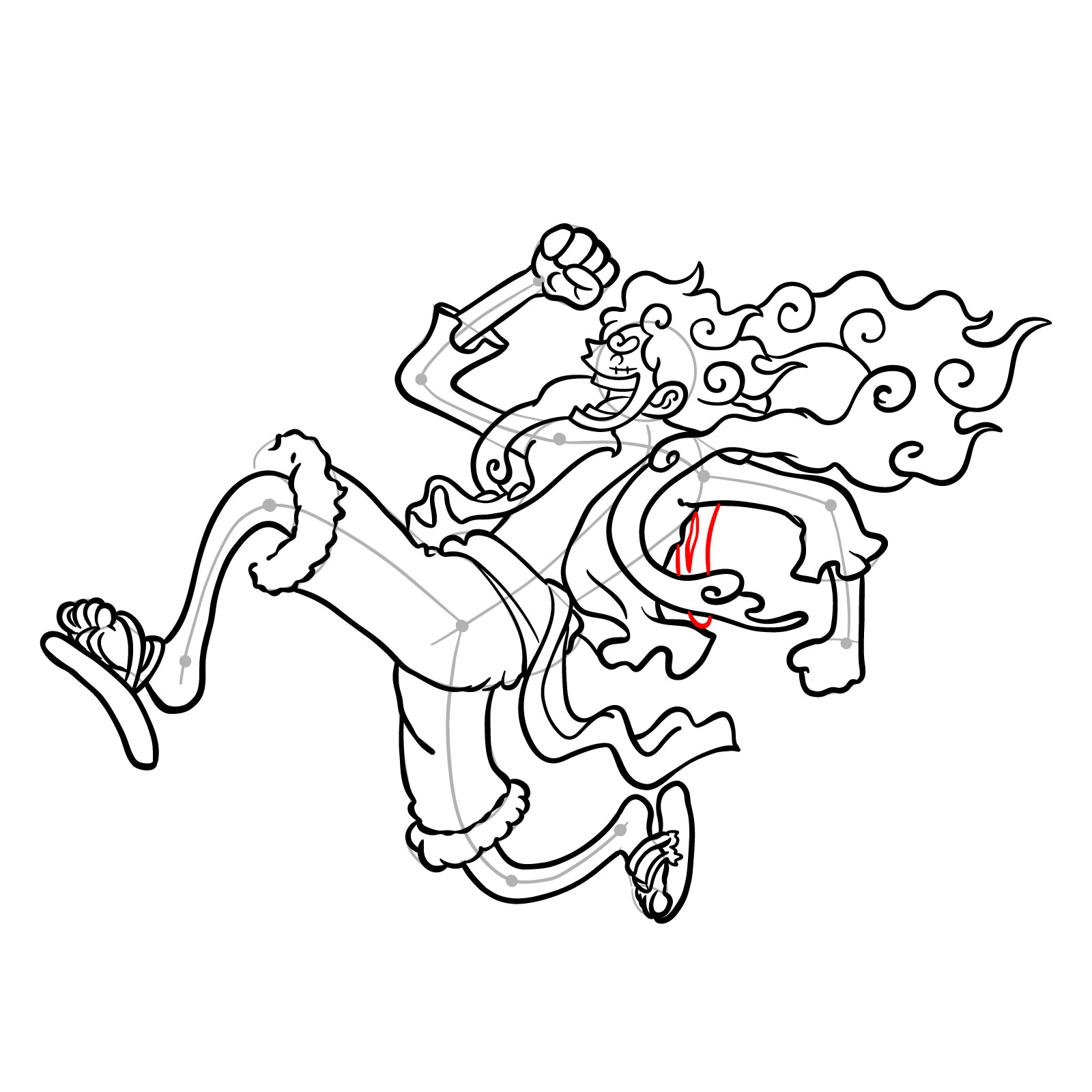 How to Draw Luffy Gear 5 side view - step 36