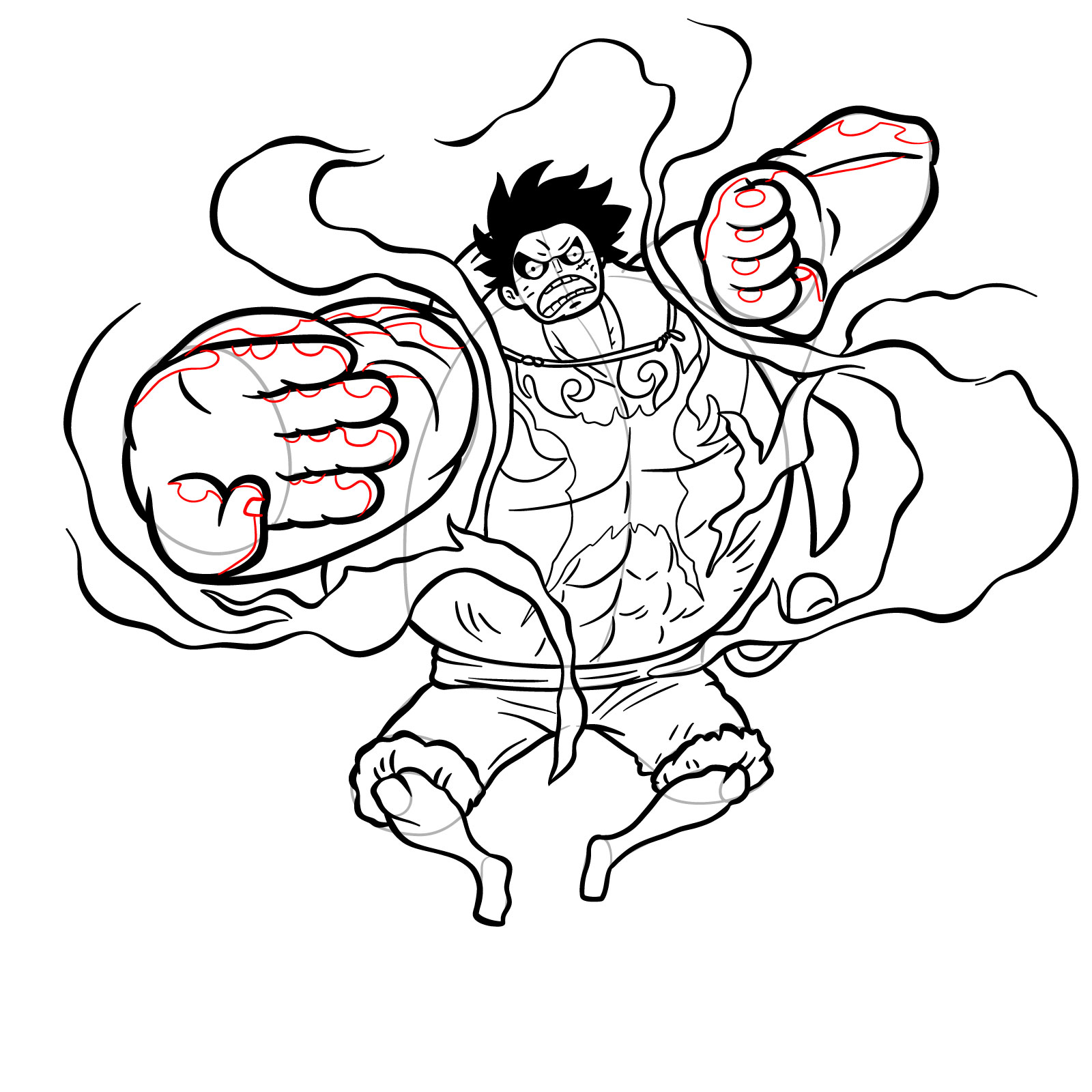 Learn How to Draw Luffy in Gear 4 Bounceman Form