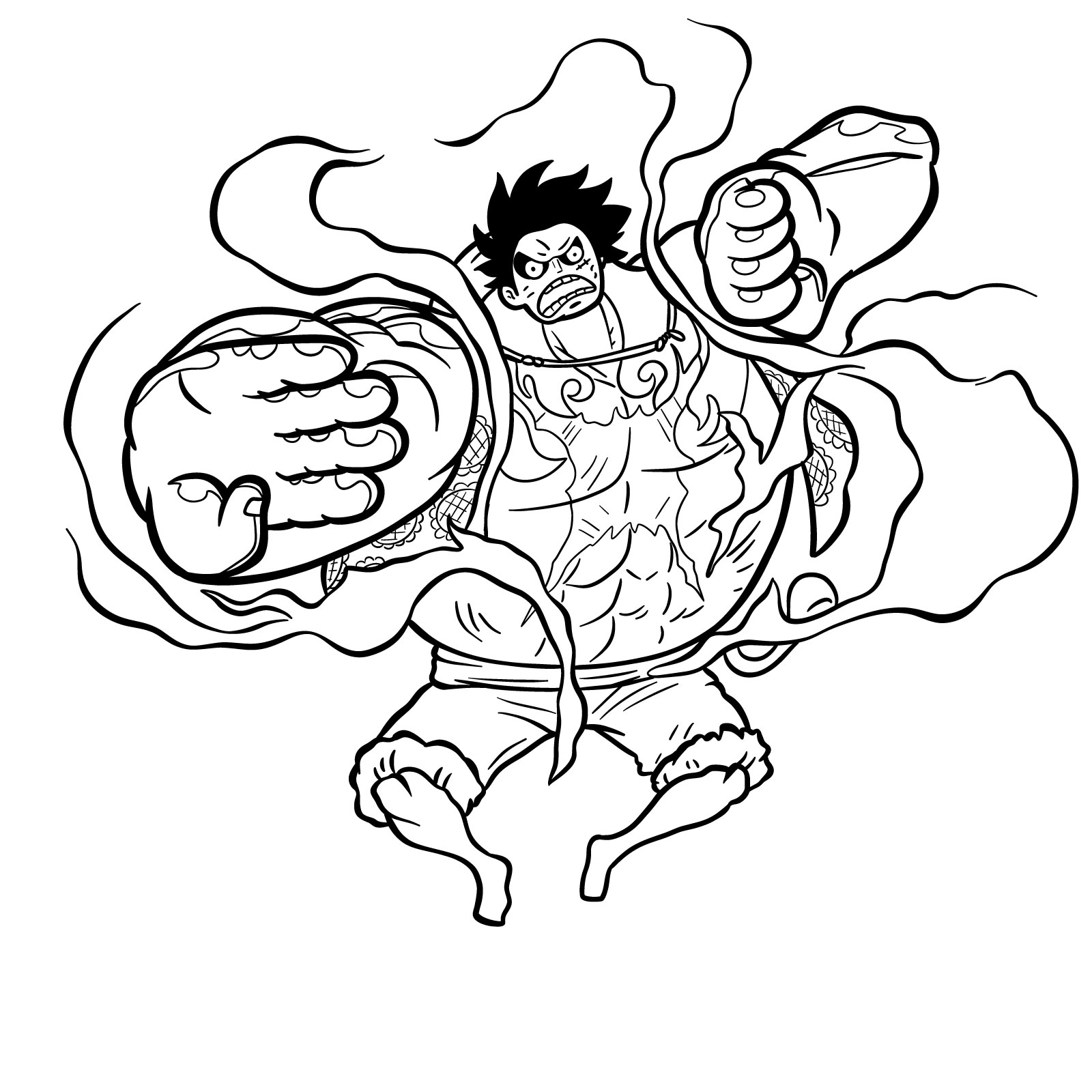How to Draw Luffy in Gear 4 Bounceman - final step