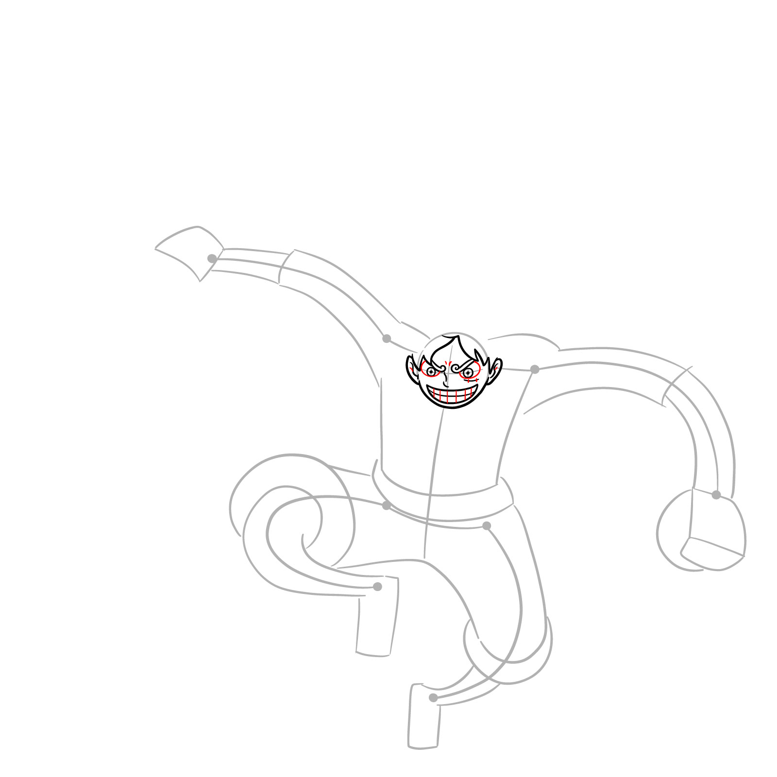 How to Draw Luffy in Gear 5 Using Gomu Gomu no Kaminari - step 06