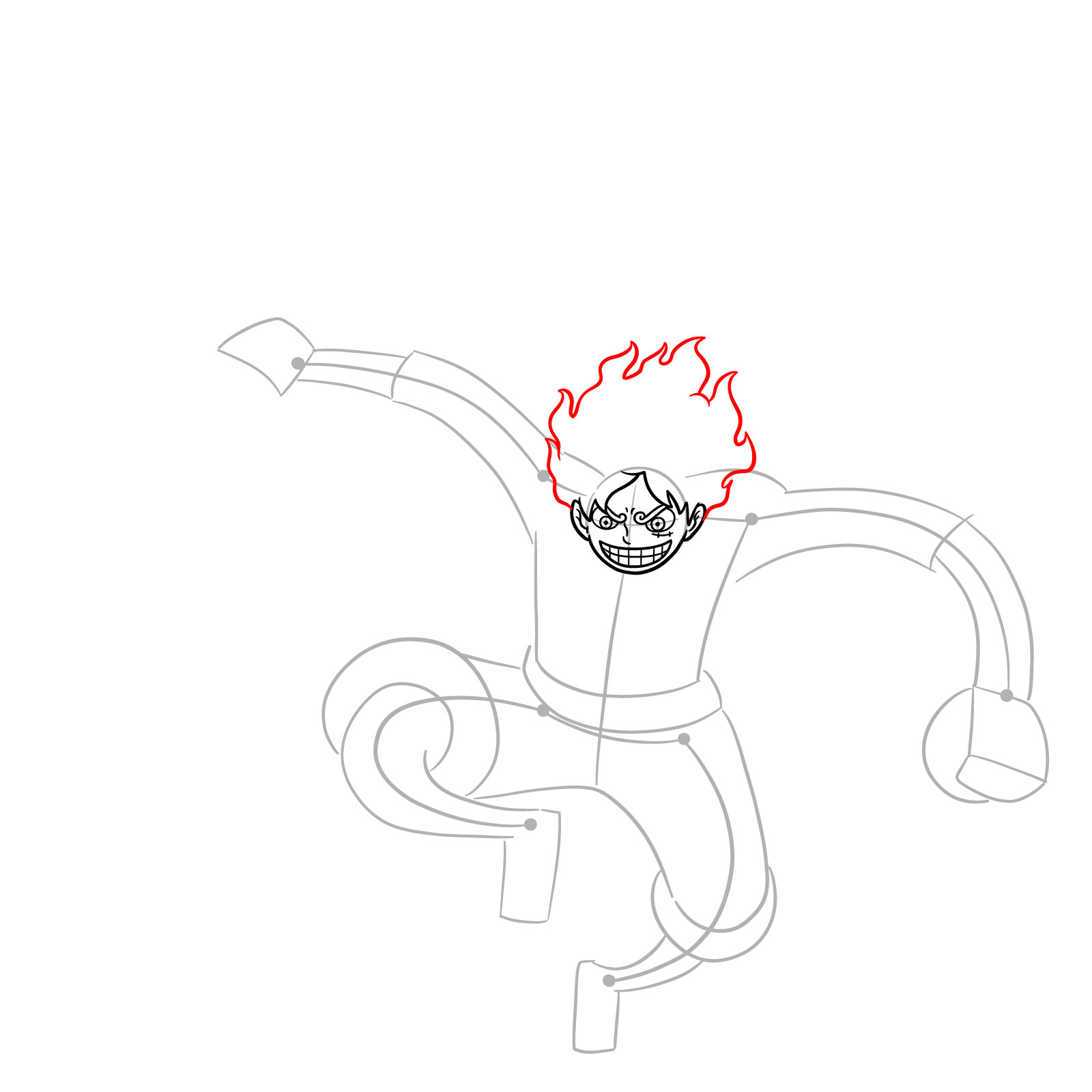 How to Draw Luffy in Gear 5 Using Gomu Gomu no Kaminari - step 07