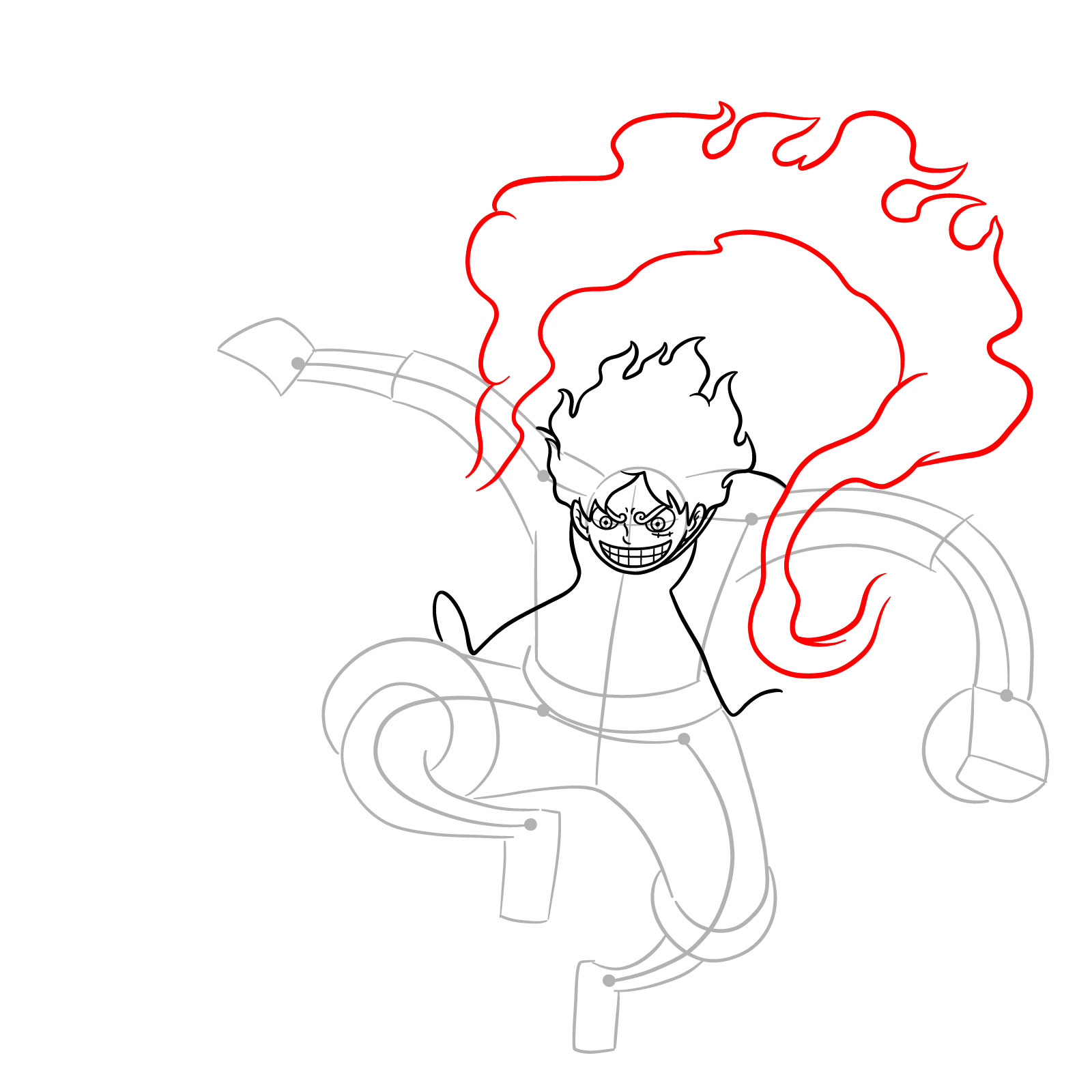 How to Draw Luffy in Gear 5 Using Gomu Gomu no Kaminari - step 09