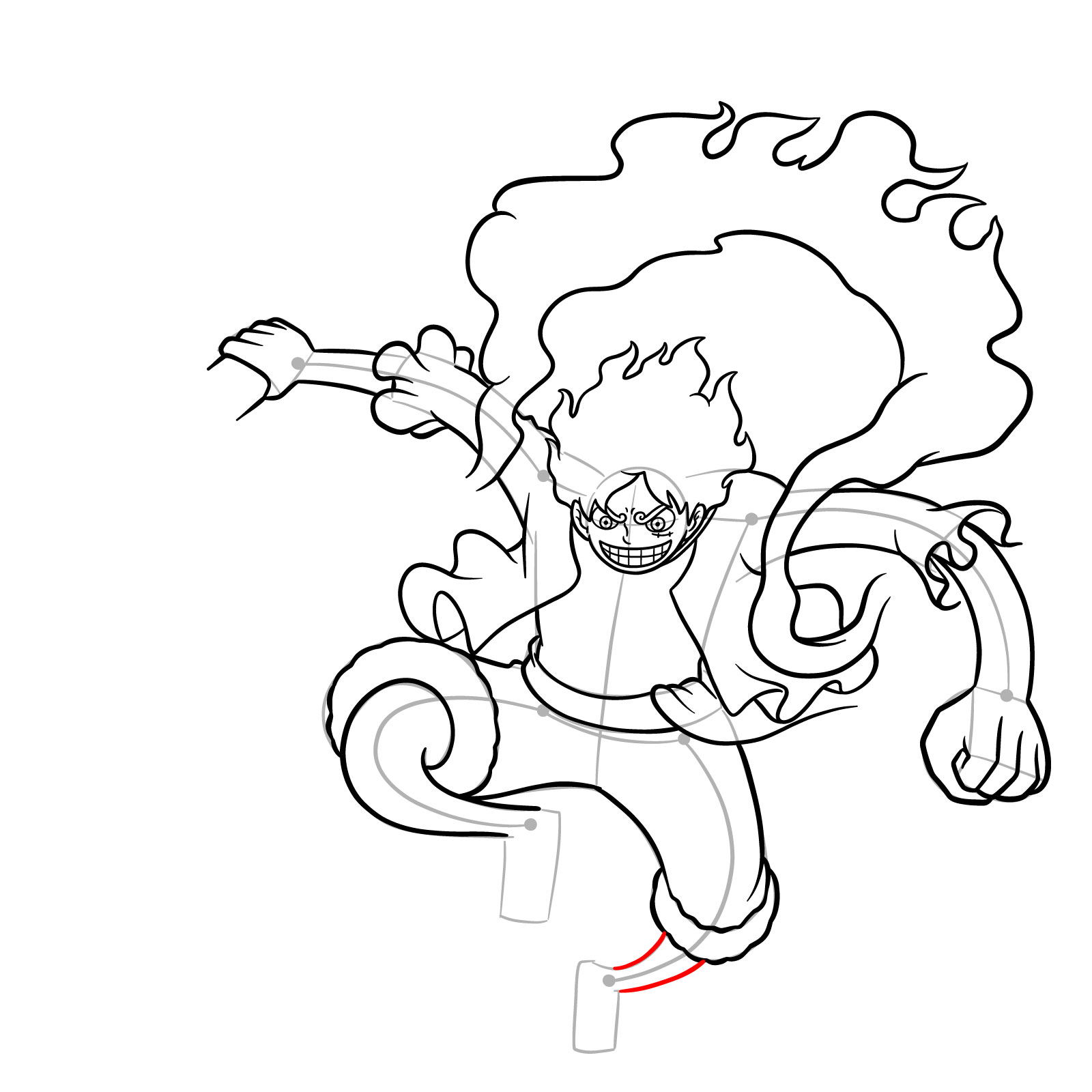 How to Draw Luffy in Gear 5 Using Gomu Gomu no Kaminari - step 18
