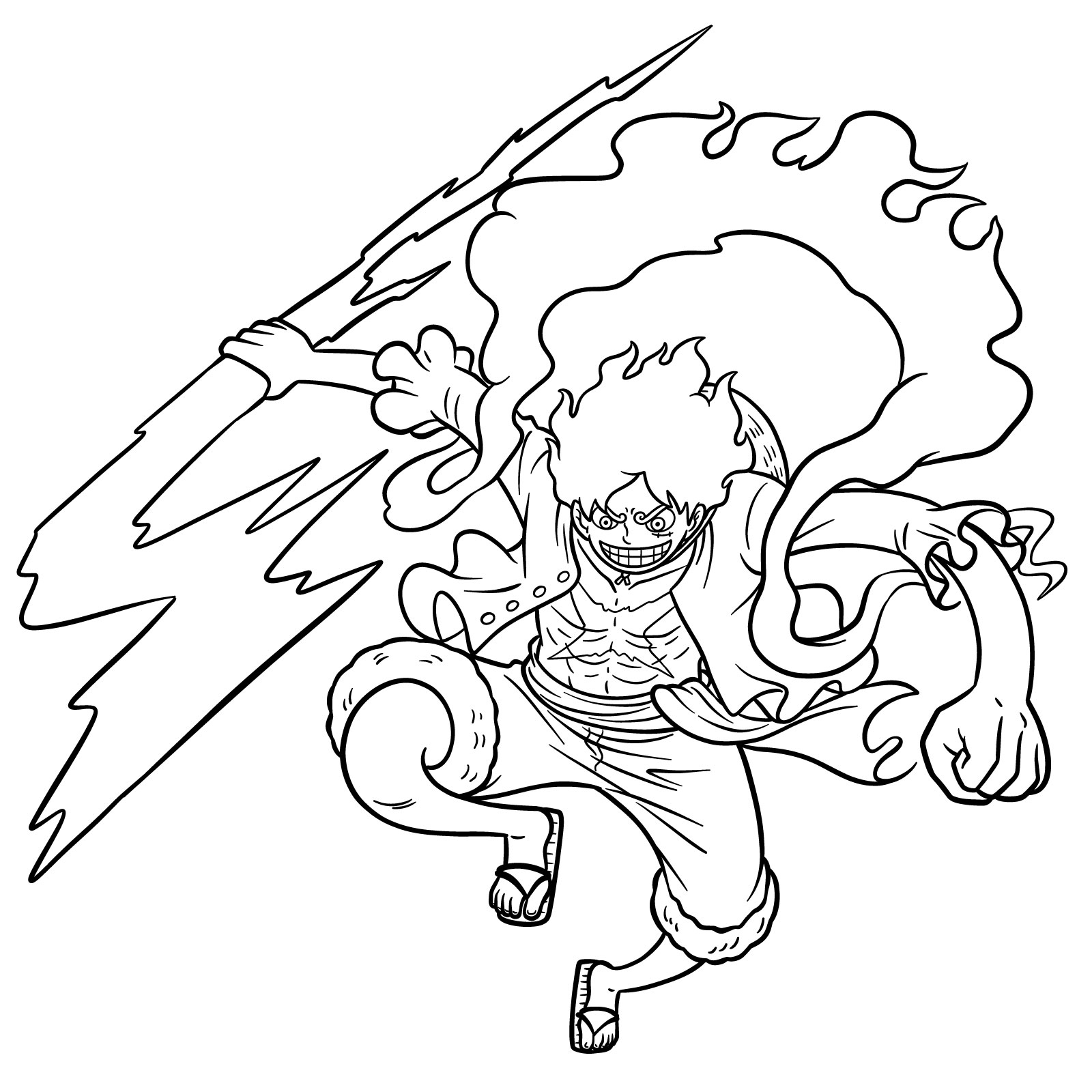 How to Draw Luffy in Gear 5 Using Gomu Gomu no Kaminari - step 26