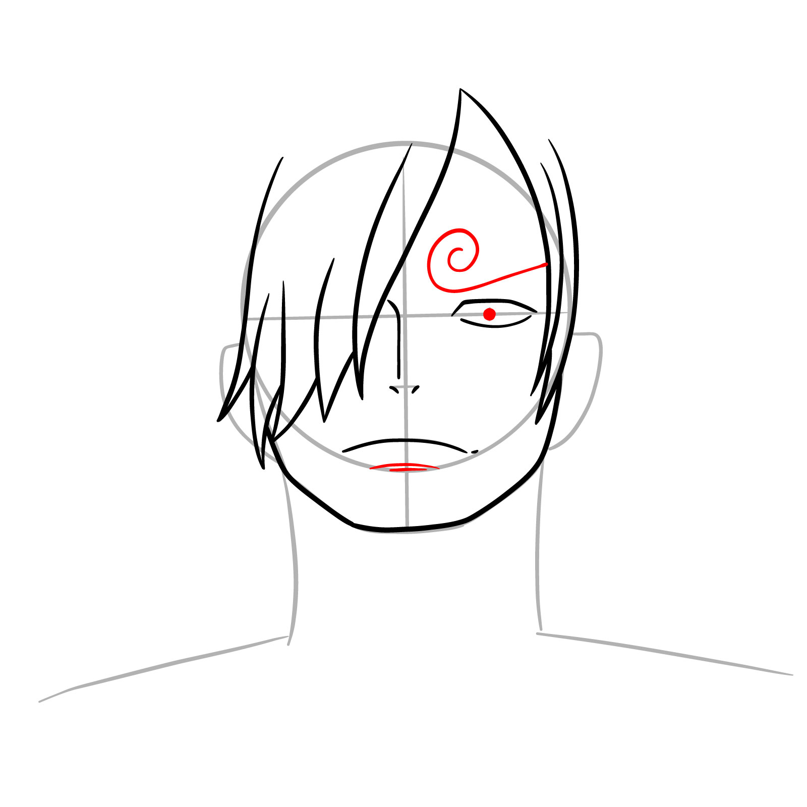 How to Draw Sanji’s Face - step 07