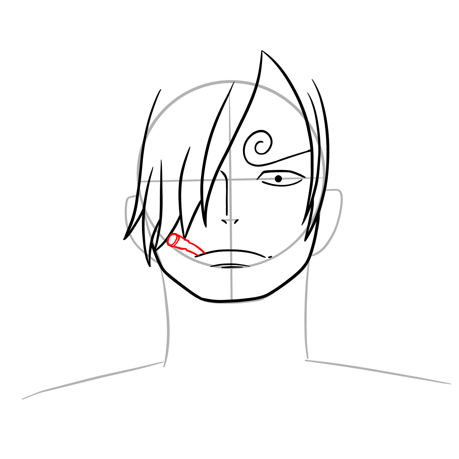 How to Draw Sanji’s Face - step 08
