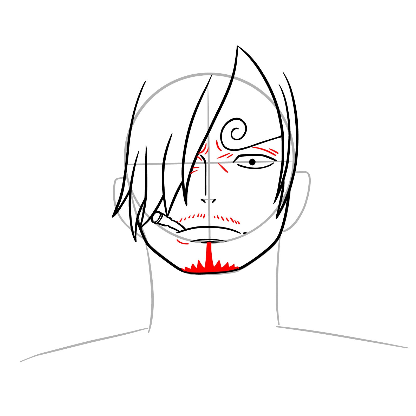 How to Draw Sanji’s Face - step 09