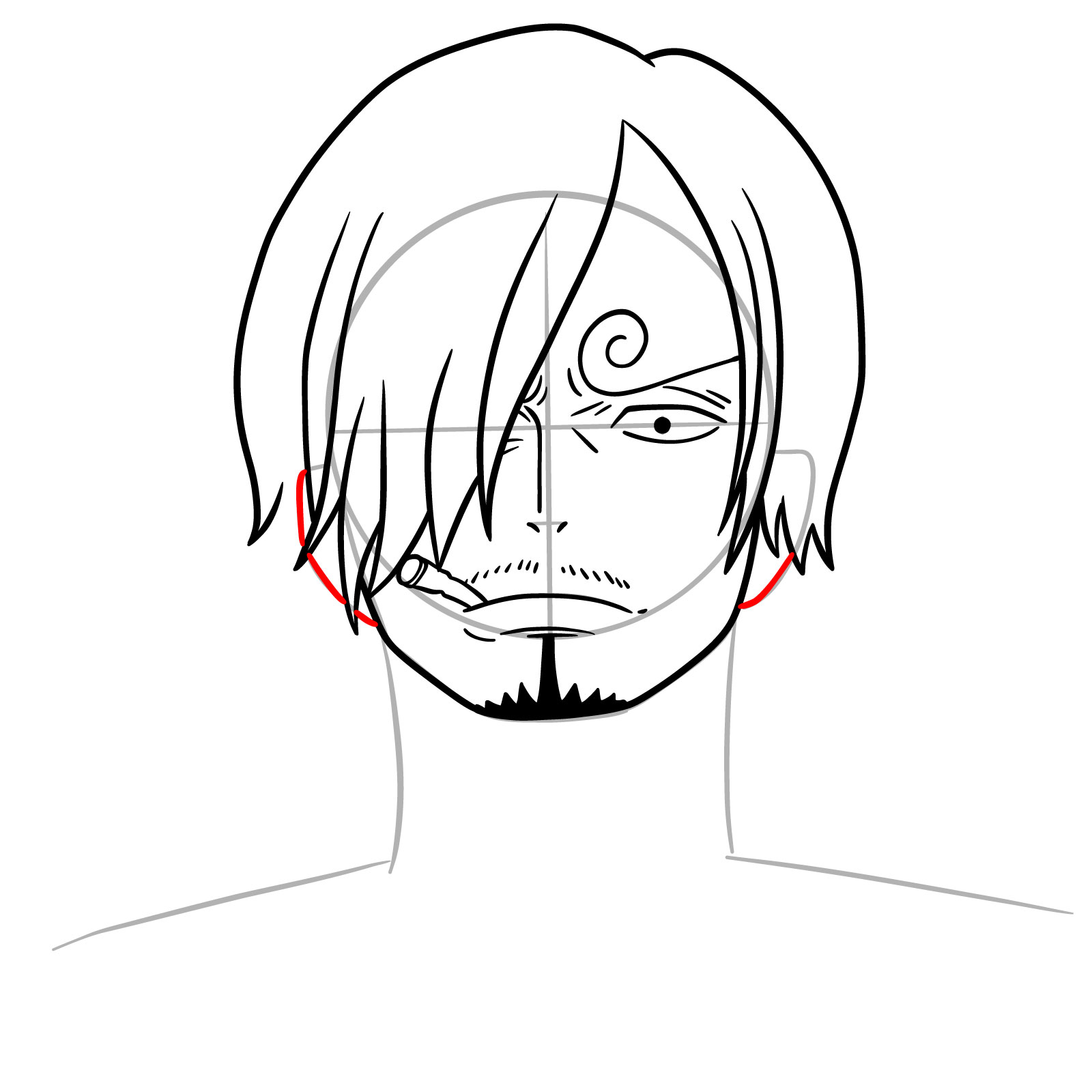 How to Draw Sanji’s Face - step 11
