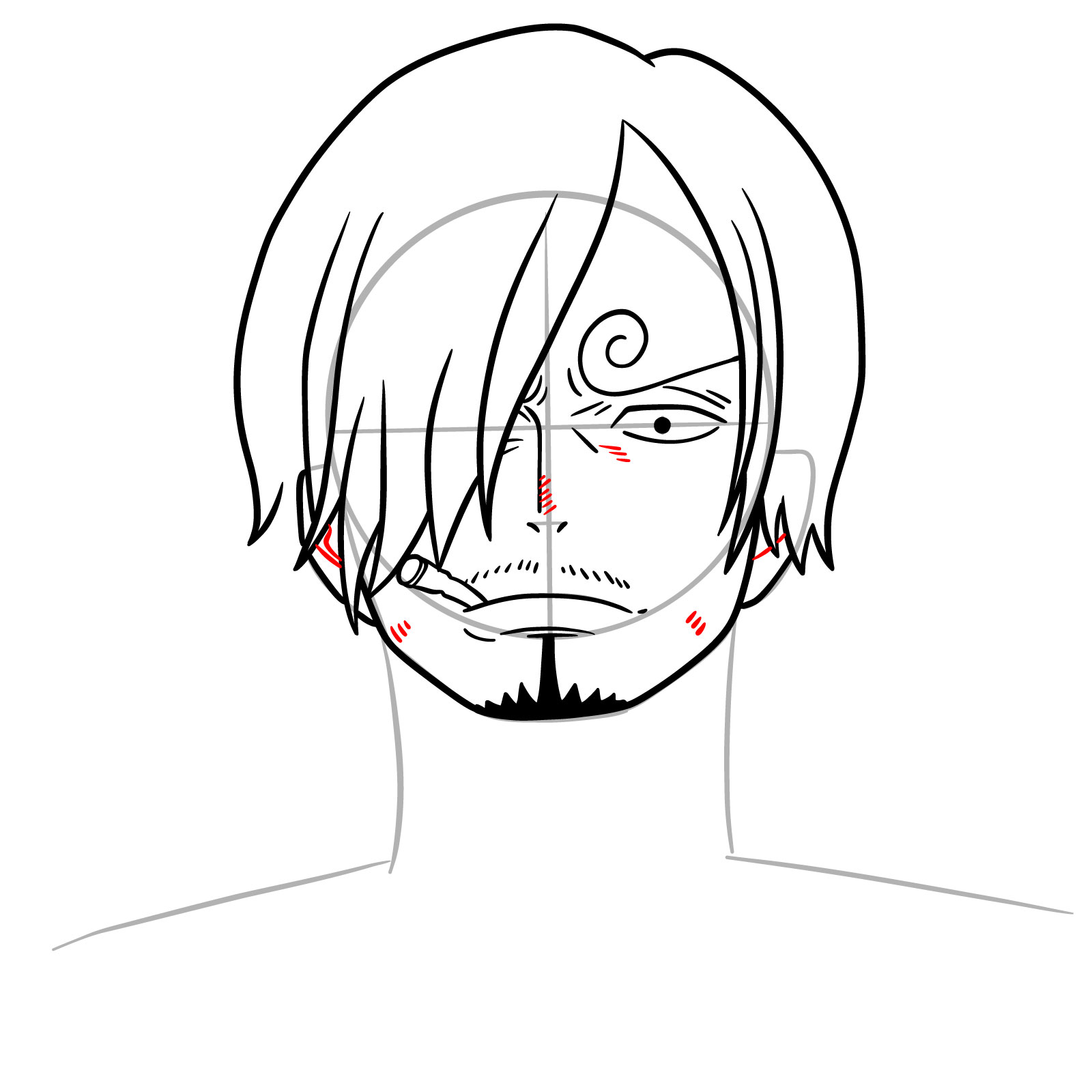 How to Draw Sanji’s Face - step 12