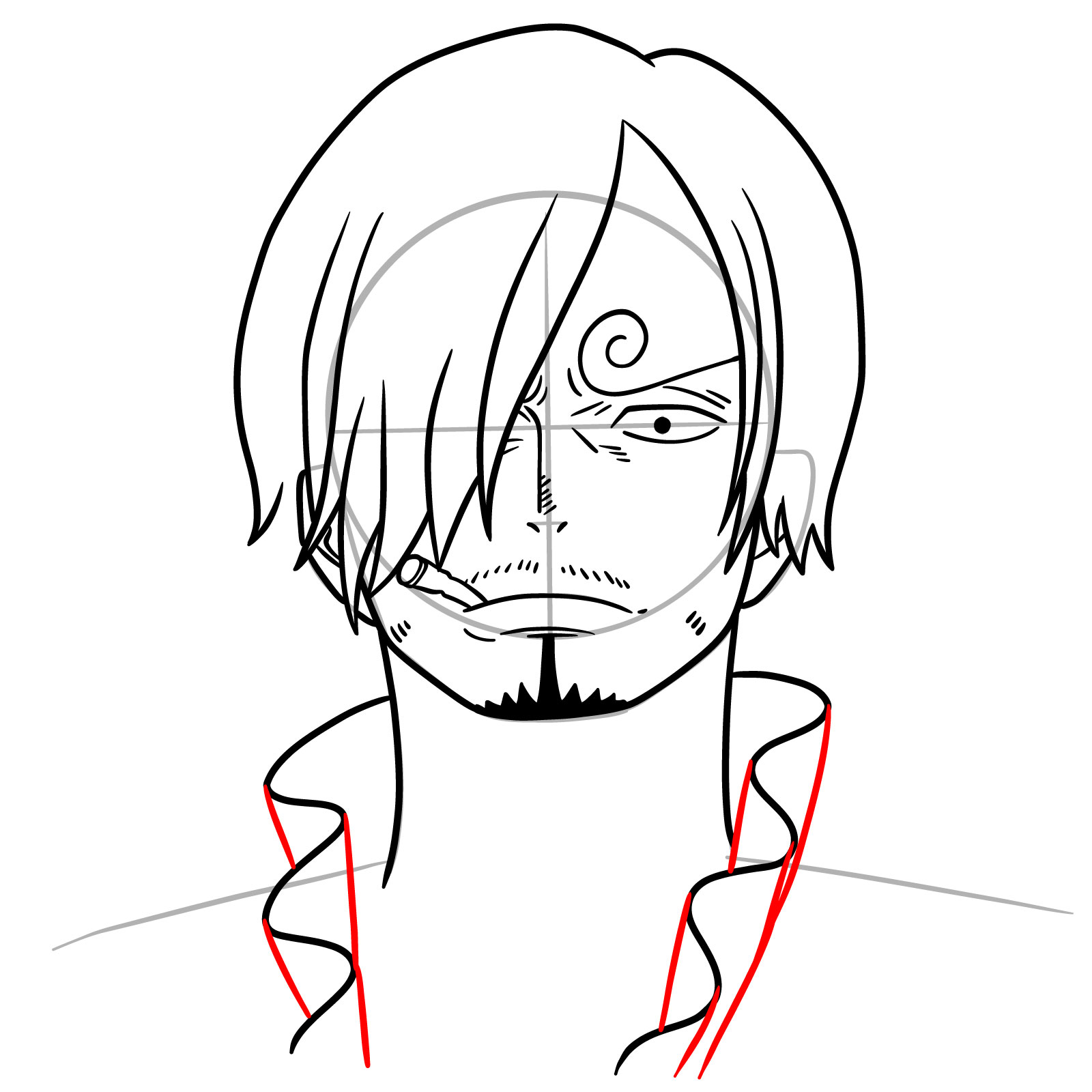 How to Draw Sanji’s Face - step 14