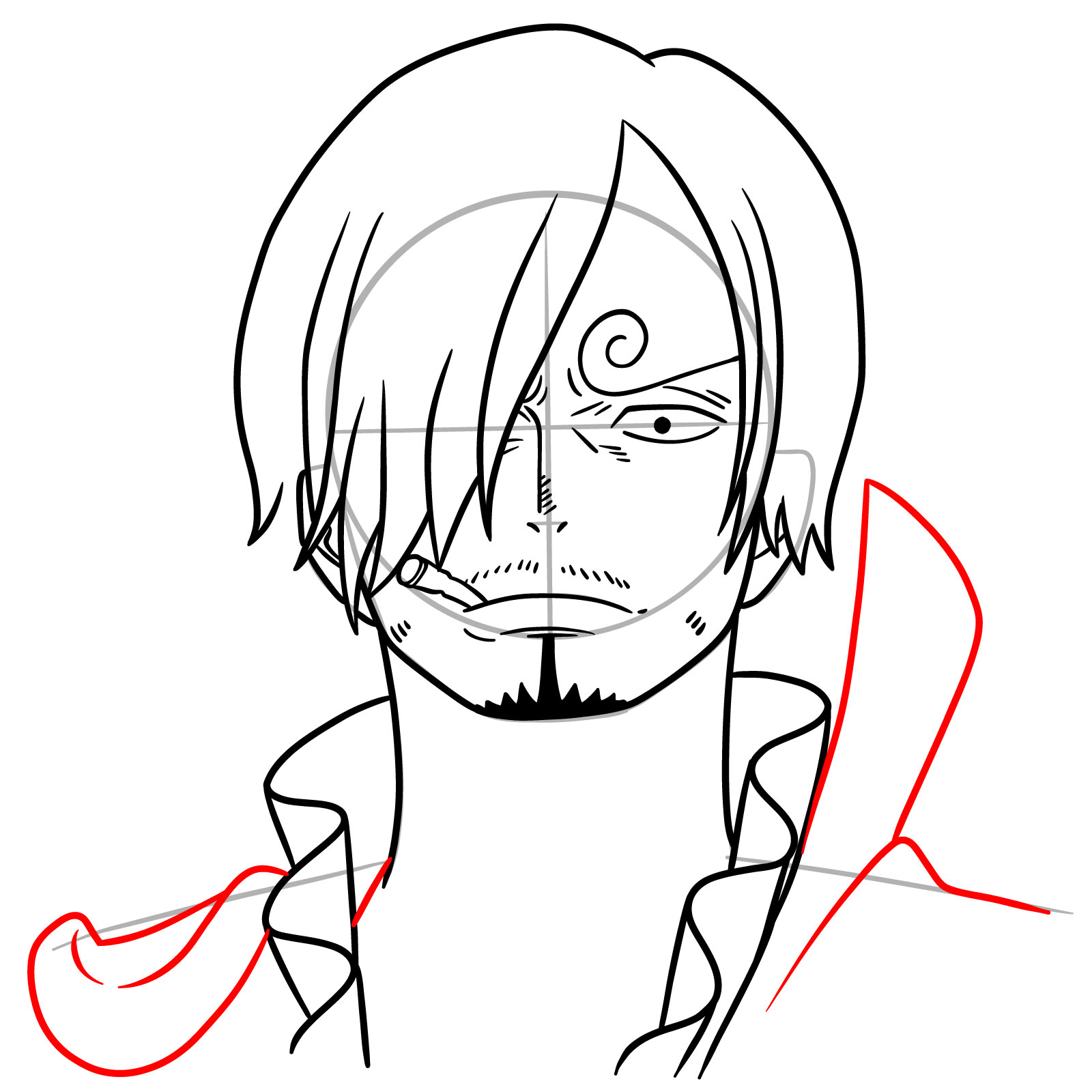 How to Draw Sanji’s Face - step 15
