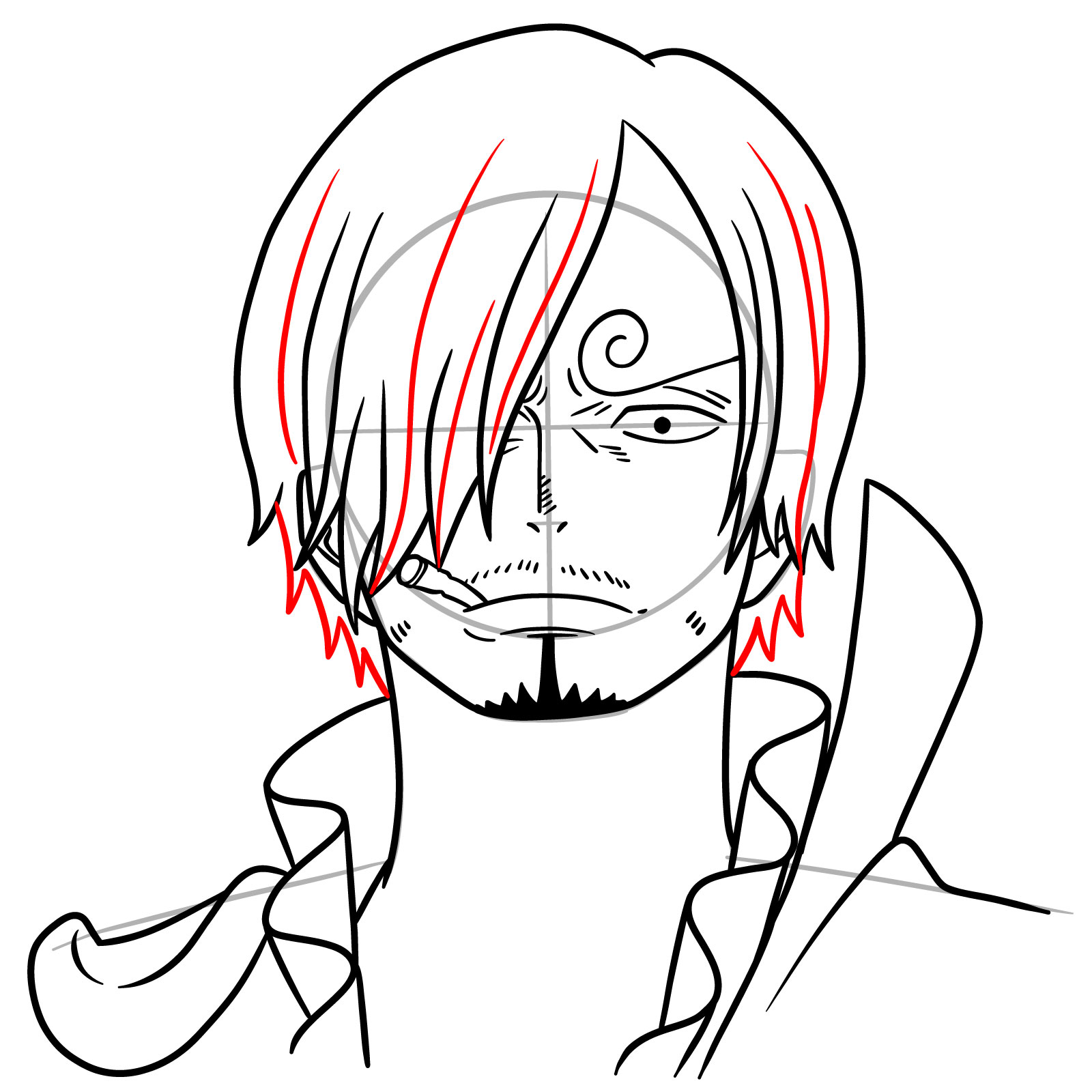 How to Draw Sanji’s Face - step 16