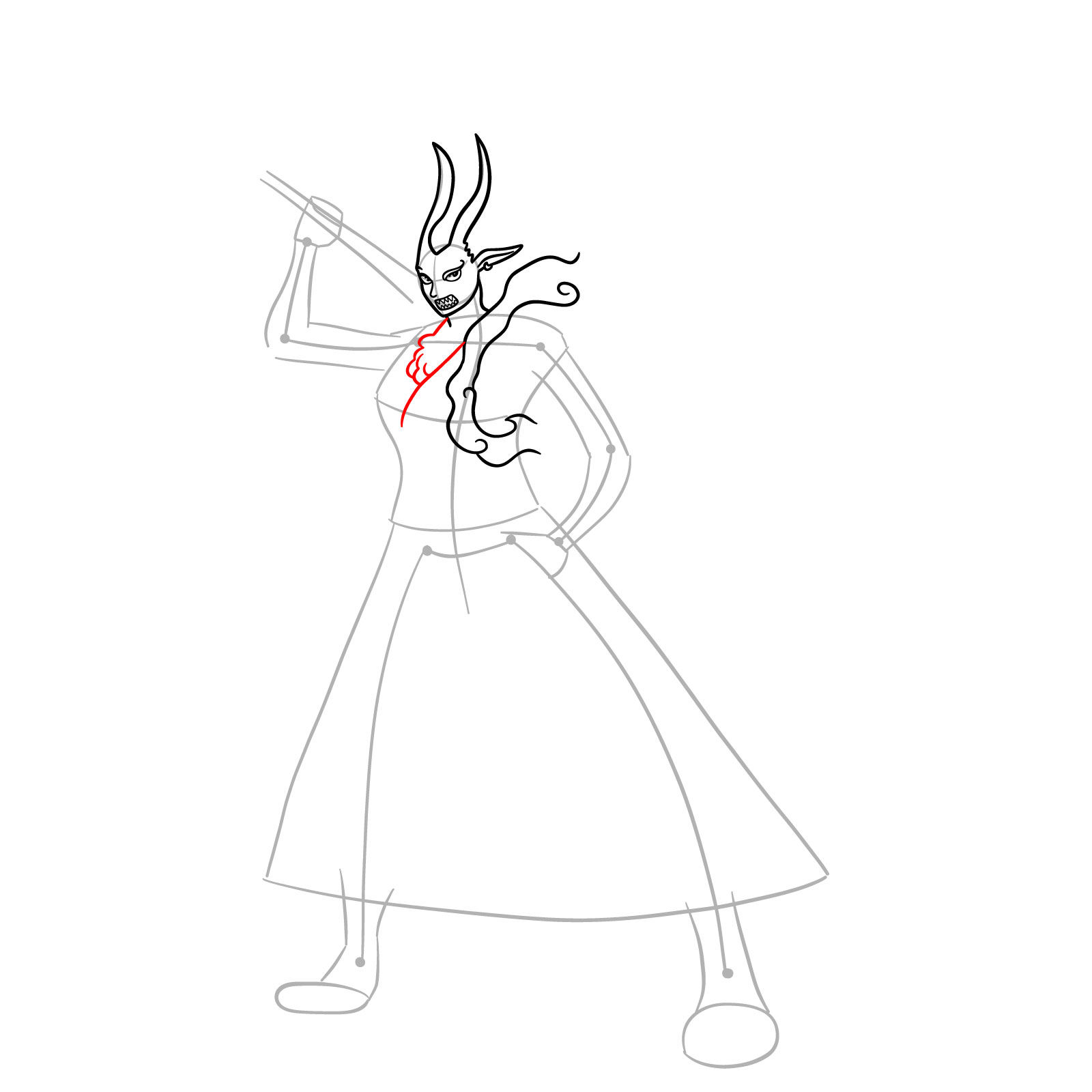 How to Draw Yamato Zoan Form from One Piece - step 09