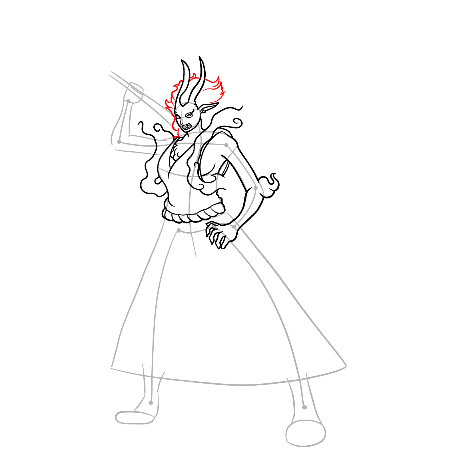 How to Draw Yamato Zoan Form from One Piece - step 14
