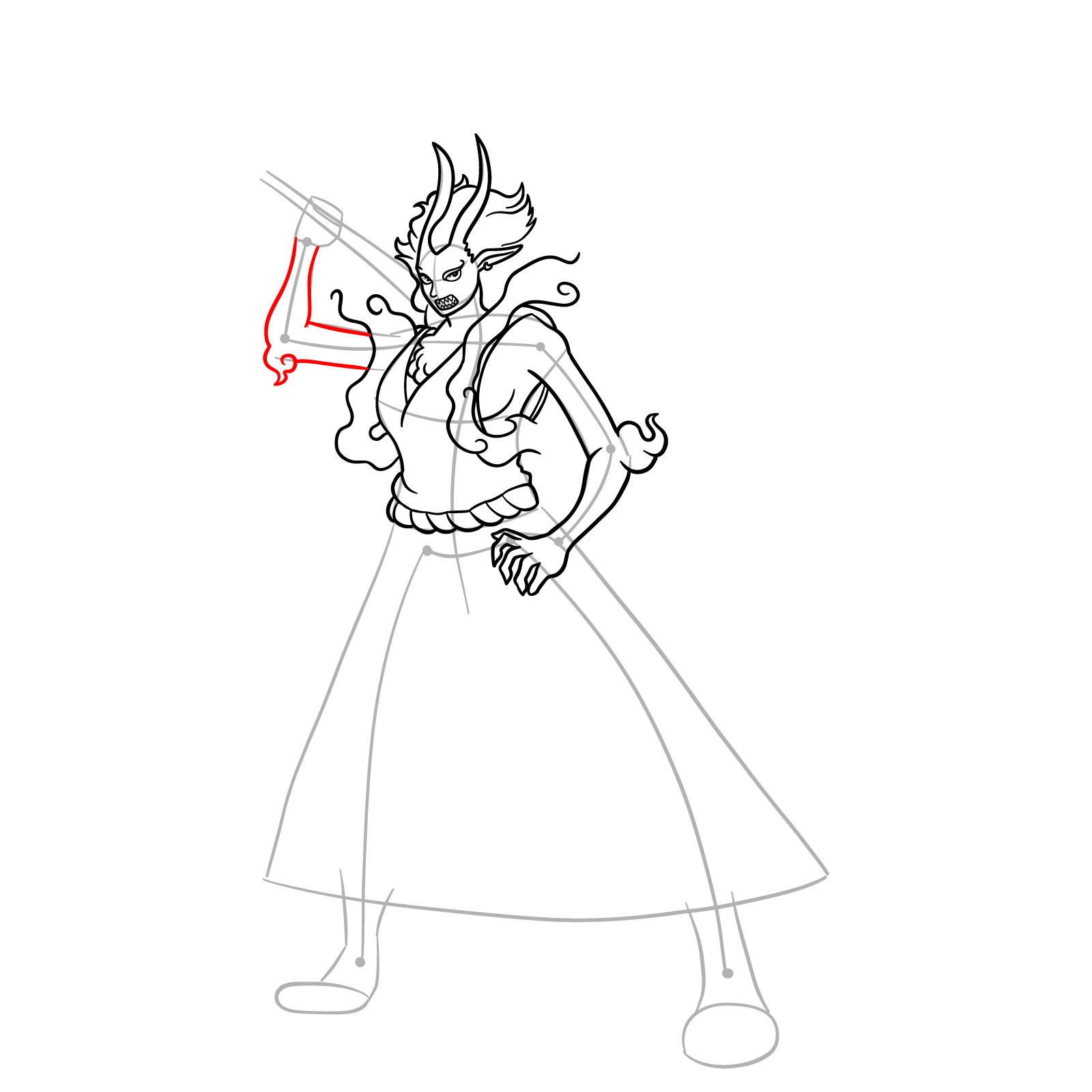 How to Draw Yamato Zoan Form from One Piece - step 15