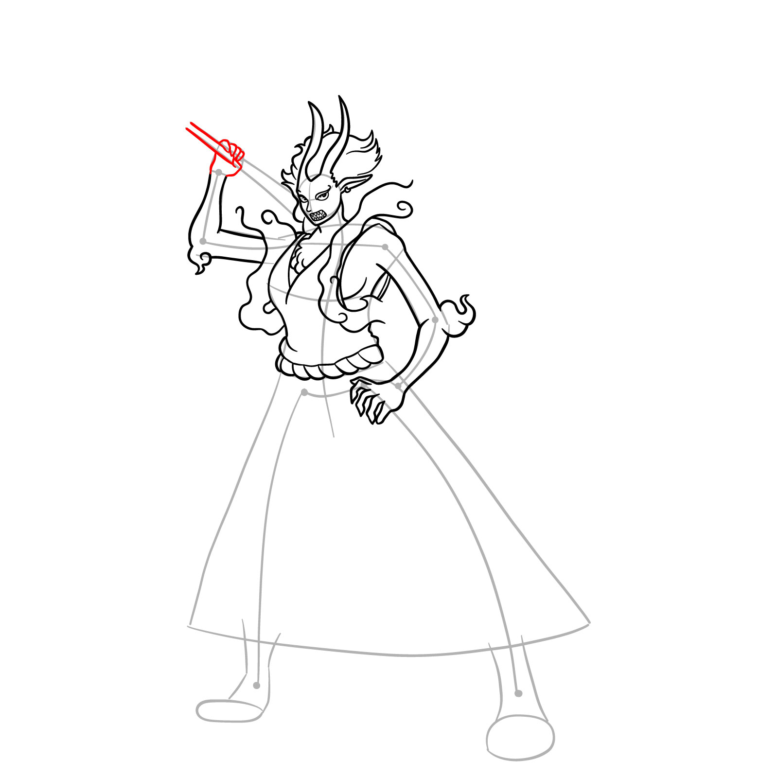 How to Draw Yamato Zoan Form from One Piece - step 16