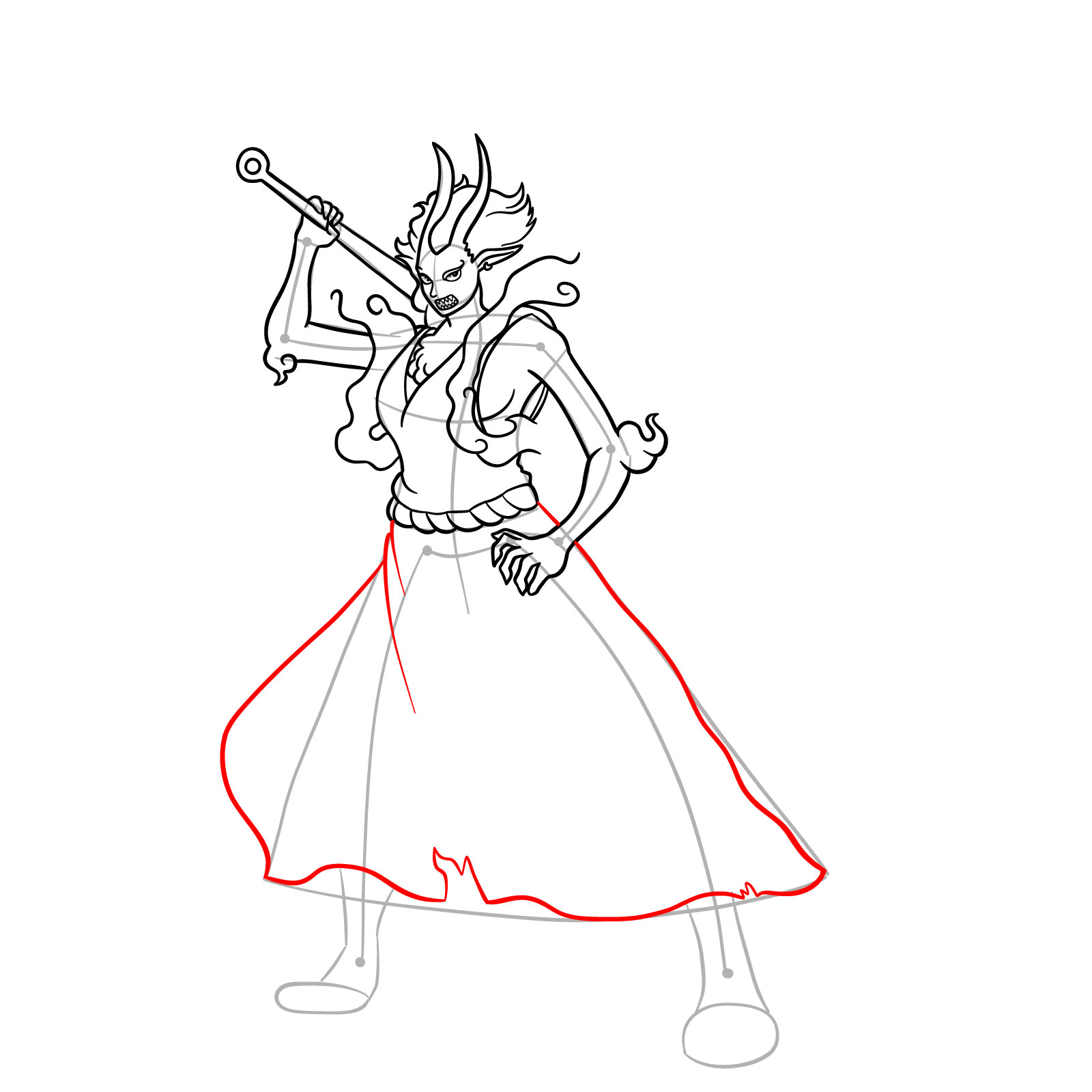 How to Draw Yamato Zoan Form from One Piece - step 18