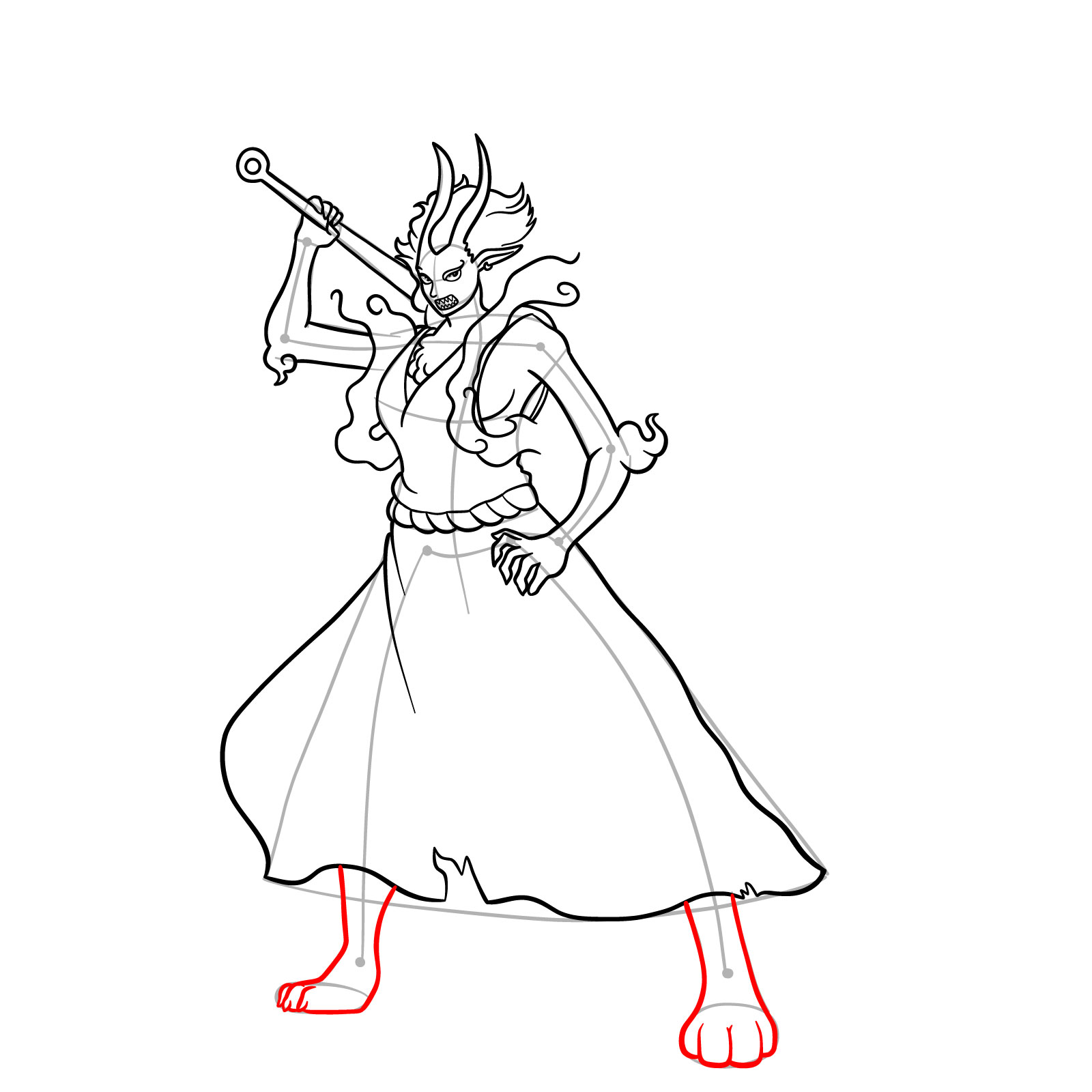 How to Draw Yamato Zoan Form from One Piece - step 19