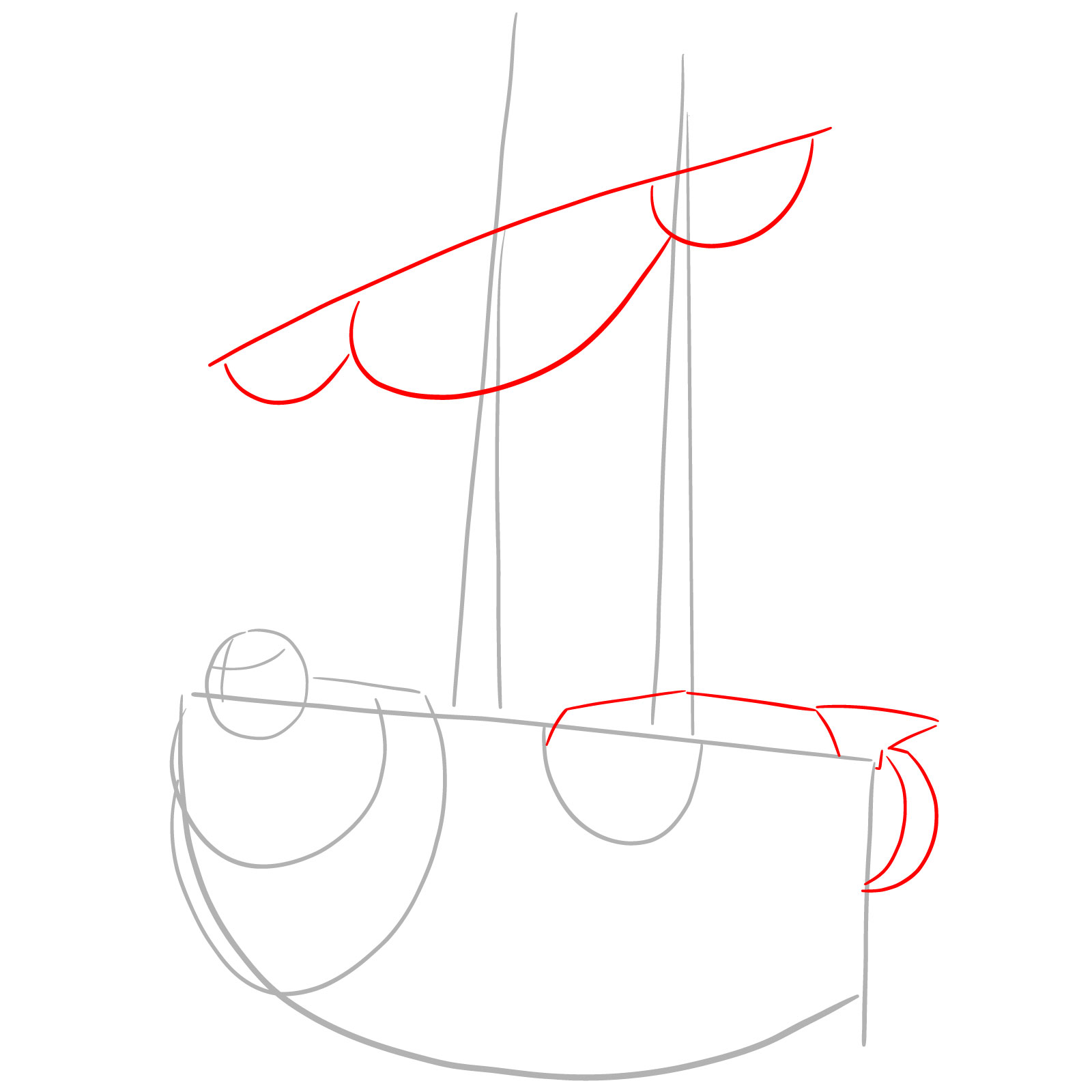 How to Draw the Thousand Sunny Ship from One Piece - step 03