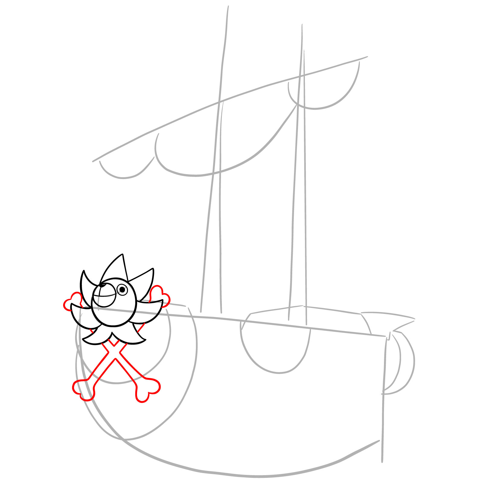 How to Draw the Thousand Sunny Ship from One Piece - step 08