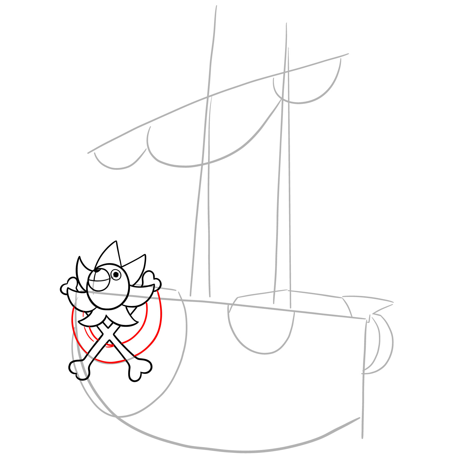 How to Draw the Thousand Sunny Ship from One Piece - step 09