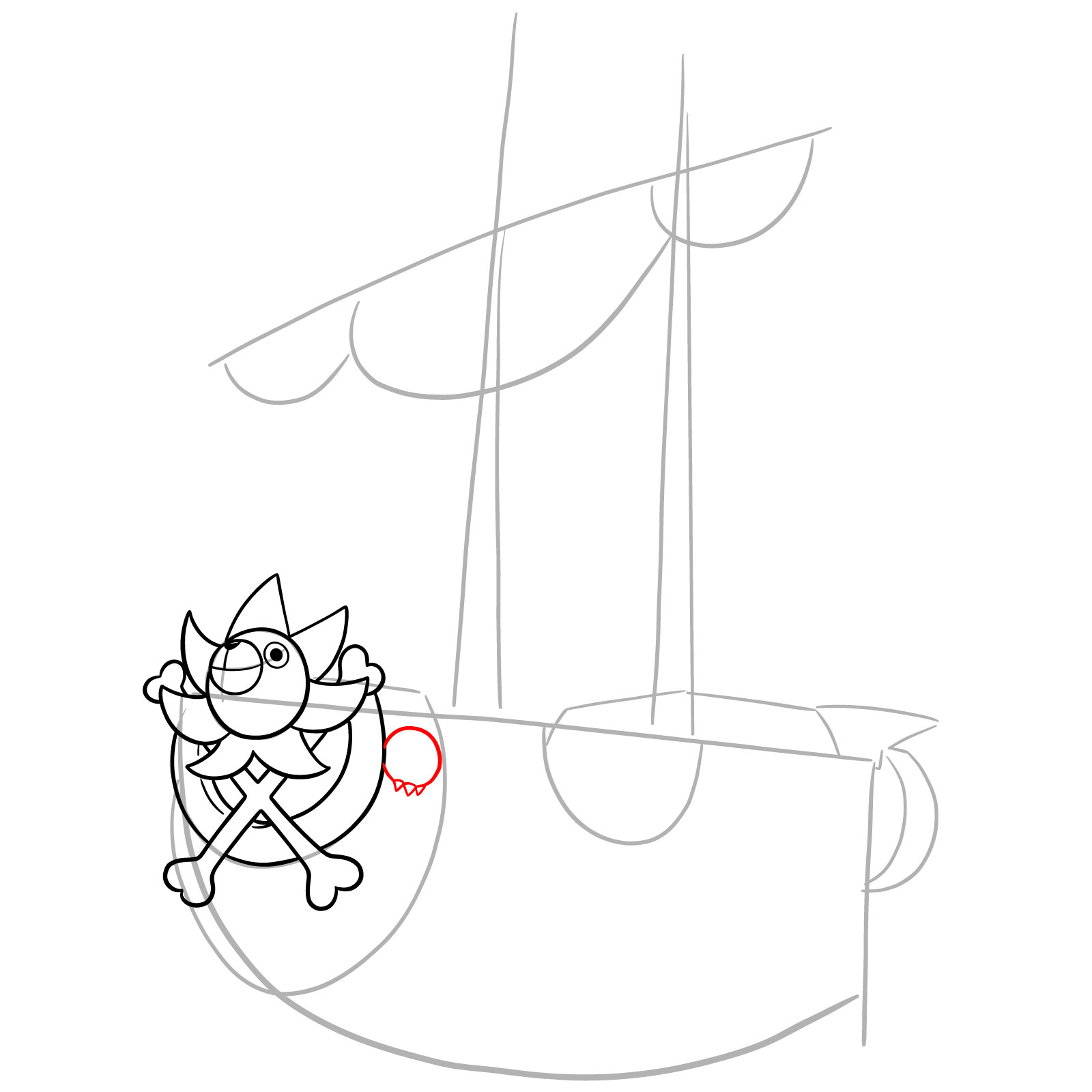 How to Draw the Thousand Sunny Ship from One Piece - step 10