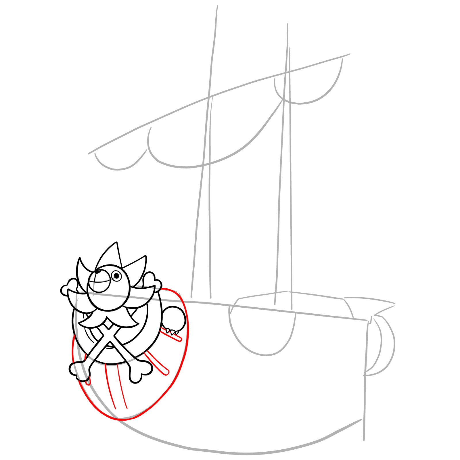 How to Draw the Thousand Sunny Ship from One Piece - step 11