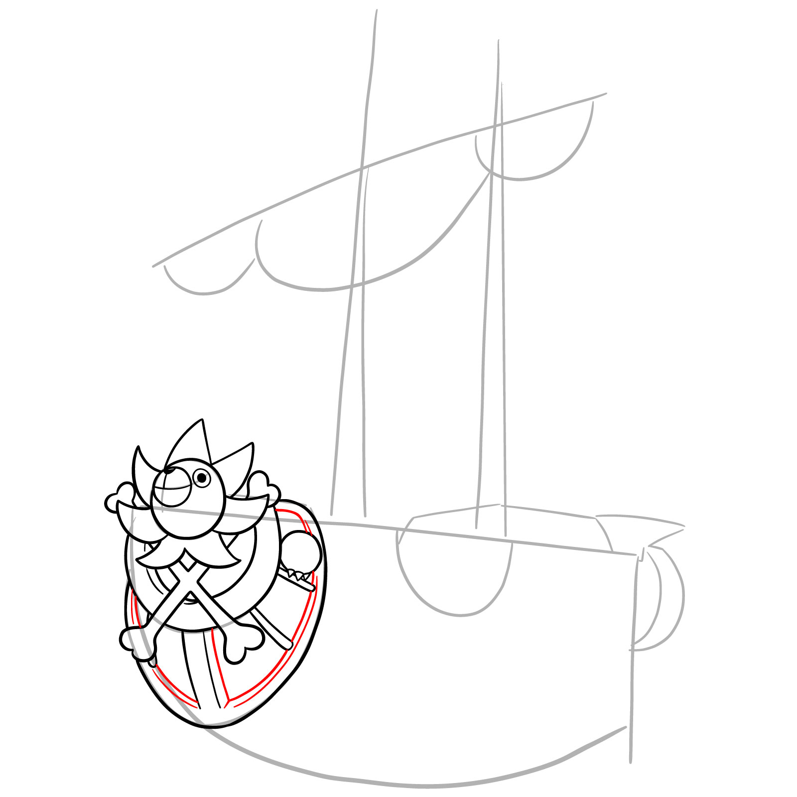 How to Draw the Thousand Sunny Ship from One Piece - step 12