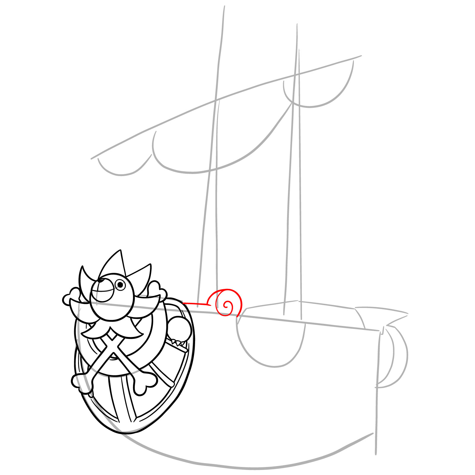 How to Draw the Thousand Sunny Ship from One Piece - step 13