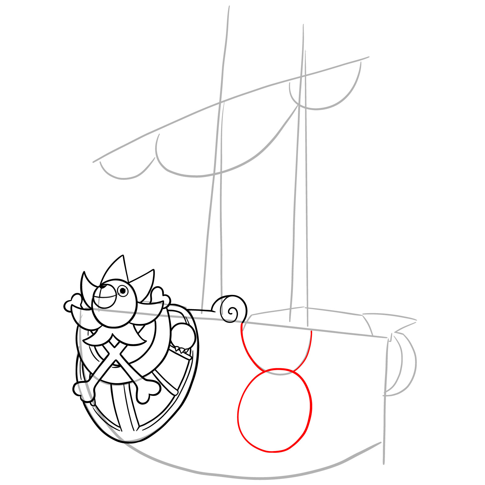 How to Draw the Thousand Sunny Ship from One Piece - step 14