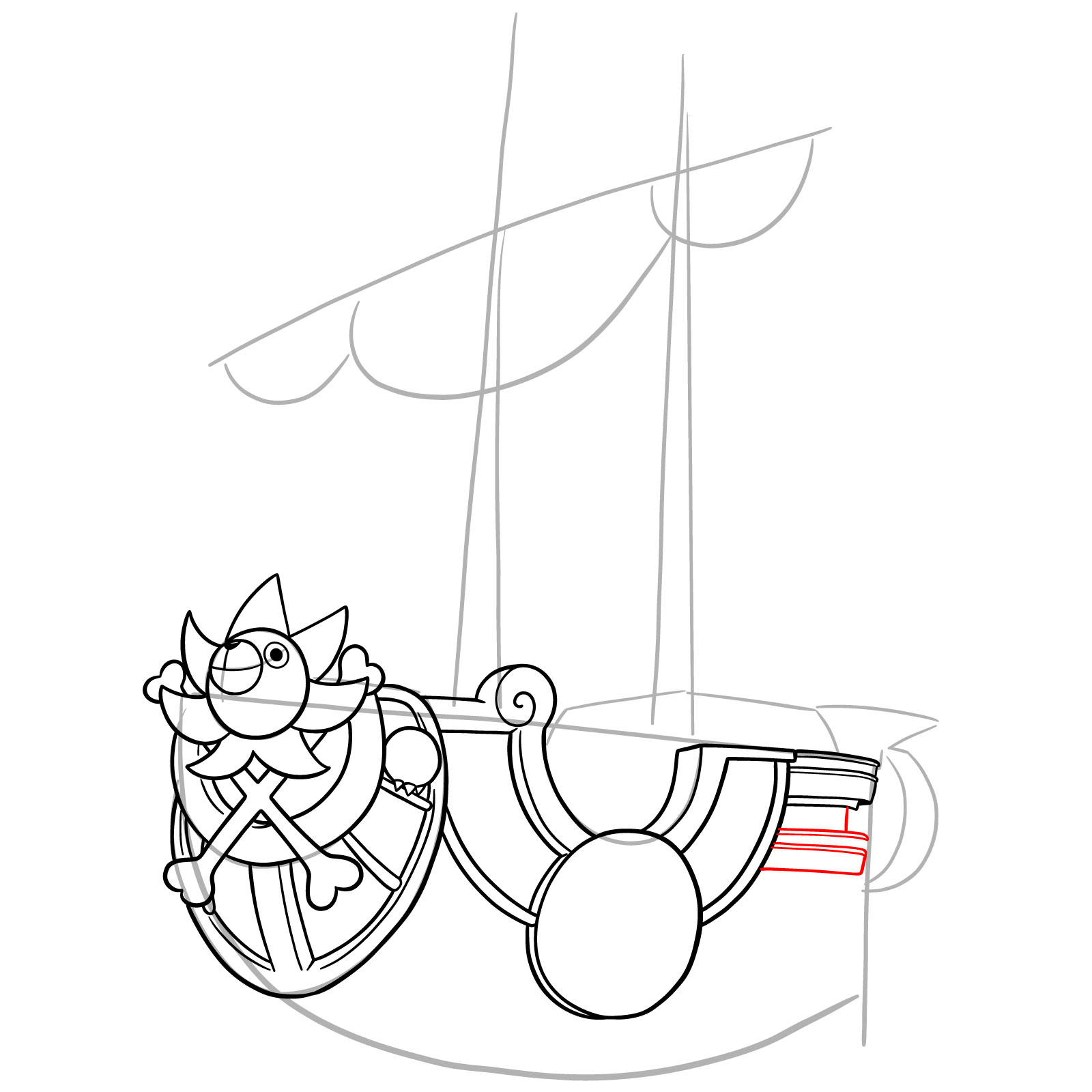 How to Draw the Thousand Sunny Ship from One Piece - step 18