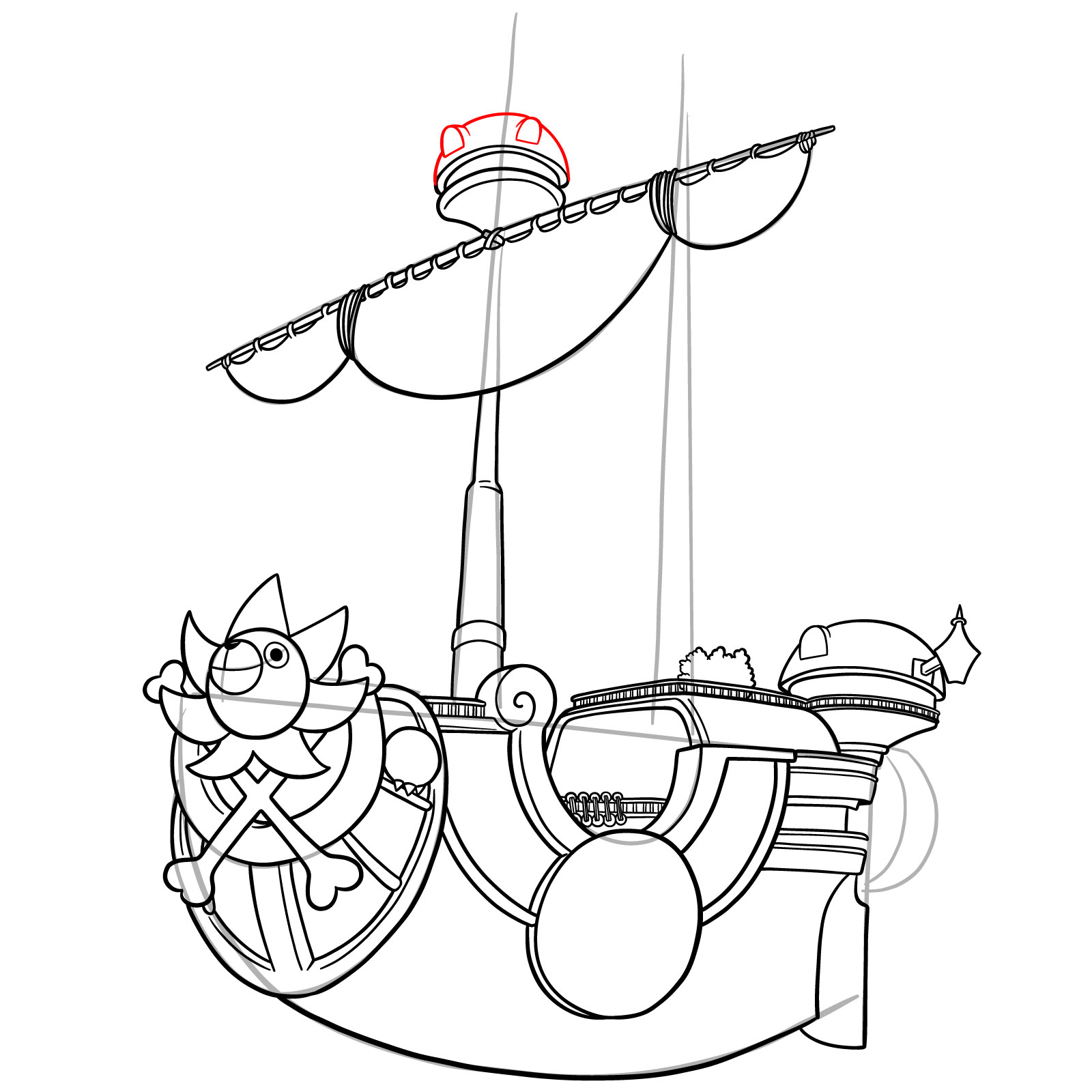 How to Draw the Thousand Sunny Ship from One Piece - step 32