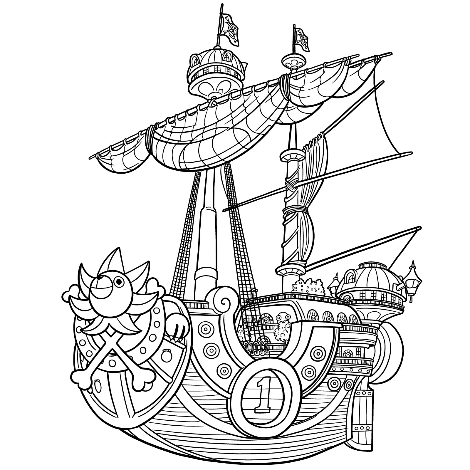 How to Draw the Thousand Sunny Ship from One Piece - final step