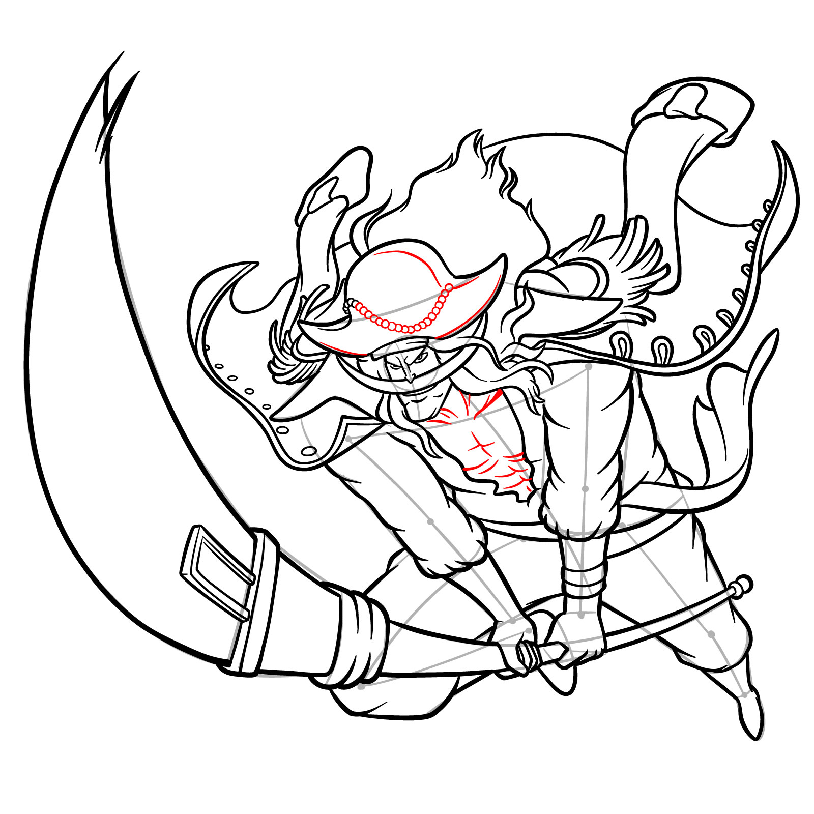 How to Draw Edward Newgate from One Piece - step 26