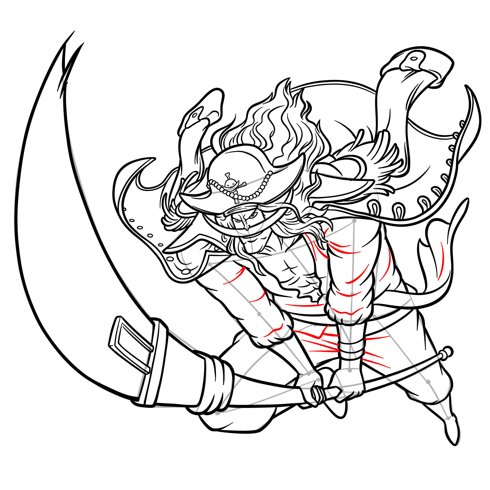 How to Draw Edward Newgate from One Piece - step 29