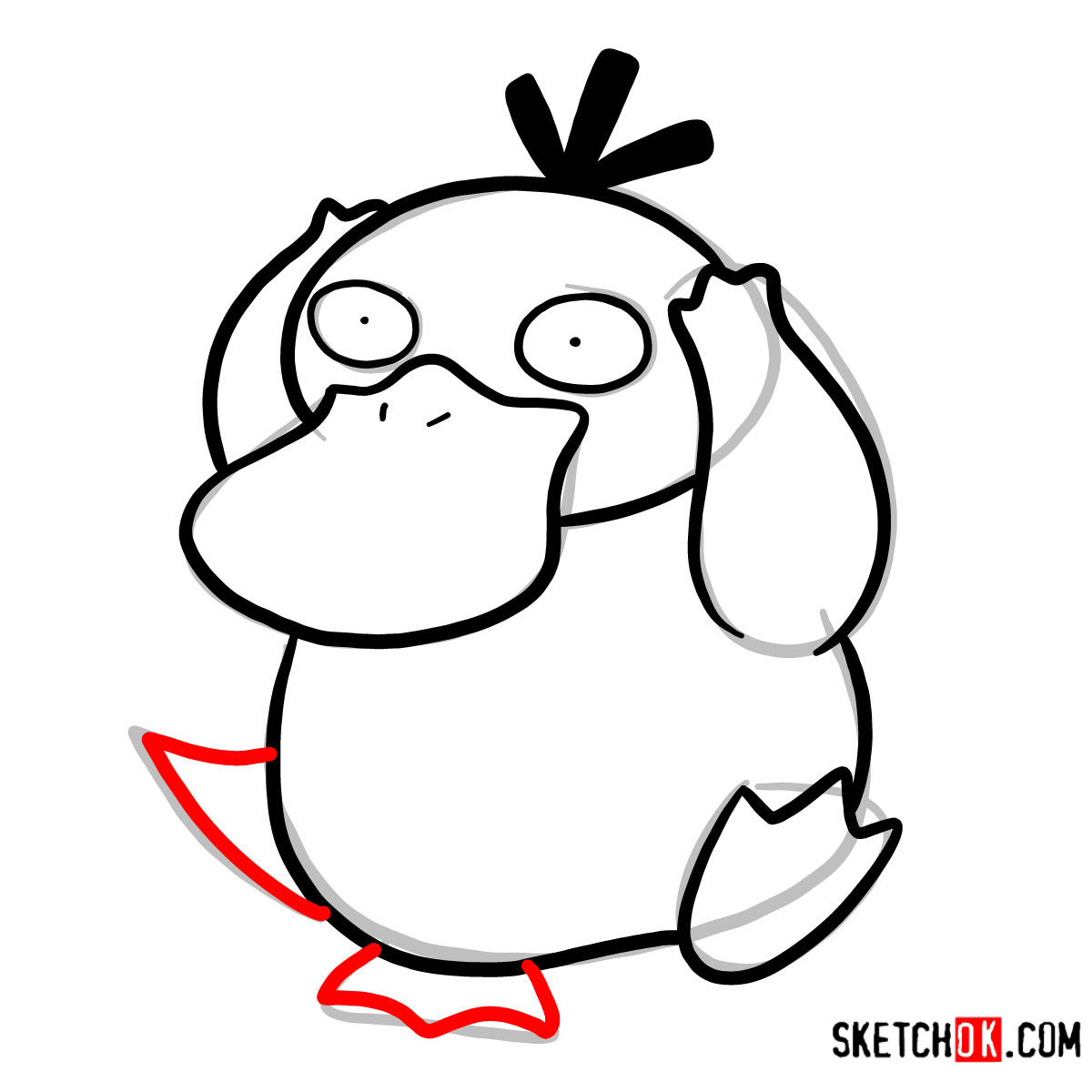 How to draw Psyduck Pokemon - step 07.