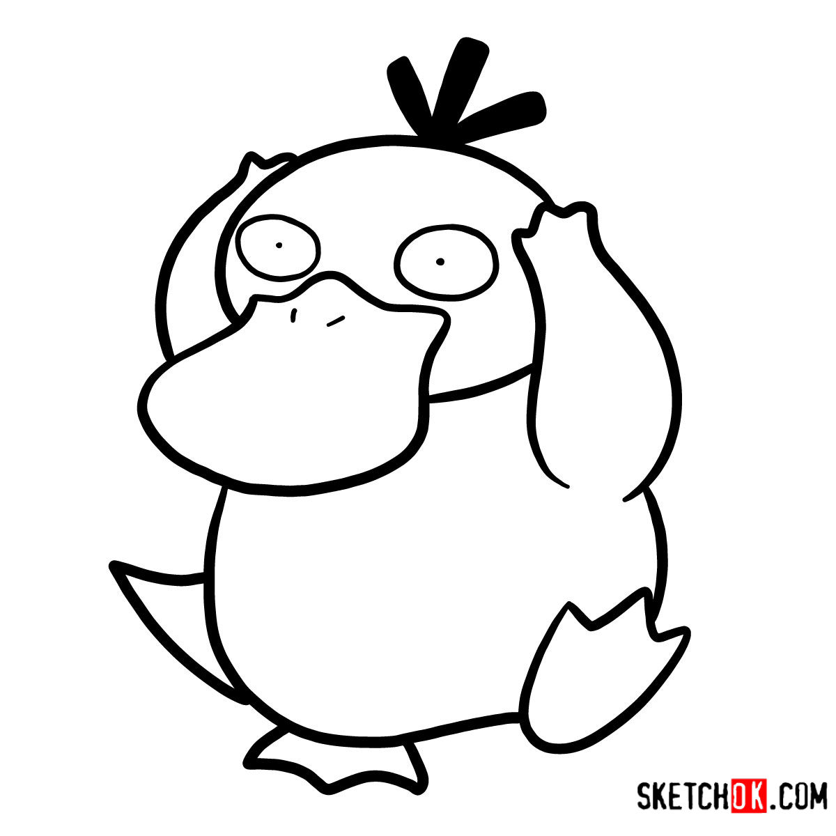 How to draw Psyduck Pokemon - step 08.