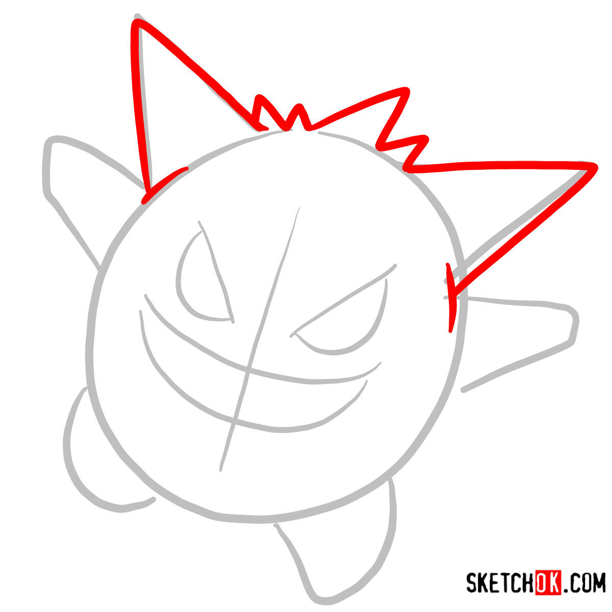 How to draw Gengar | Pokemon - step 02