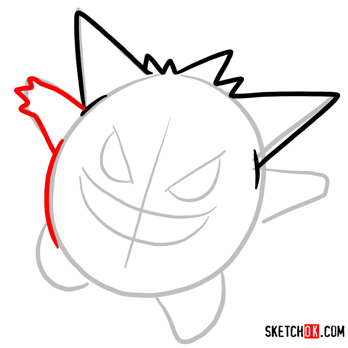 How to draw Gengar | Pokemon - step 03