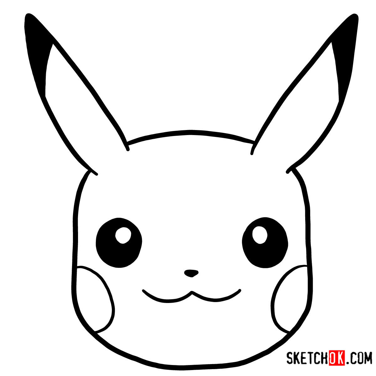 How to draw Pikachu's face | Pokemon - step 06