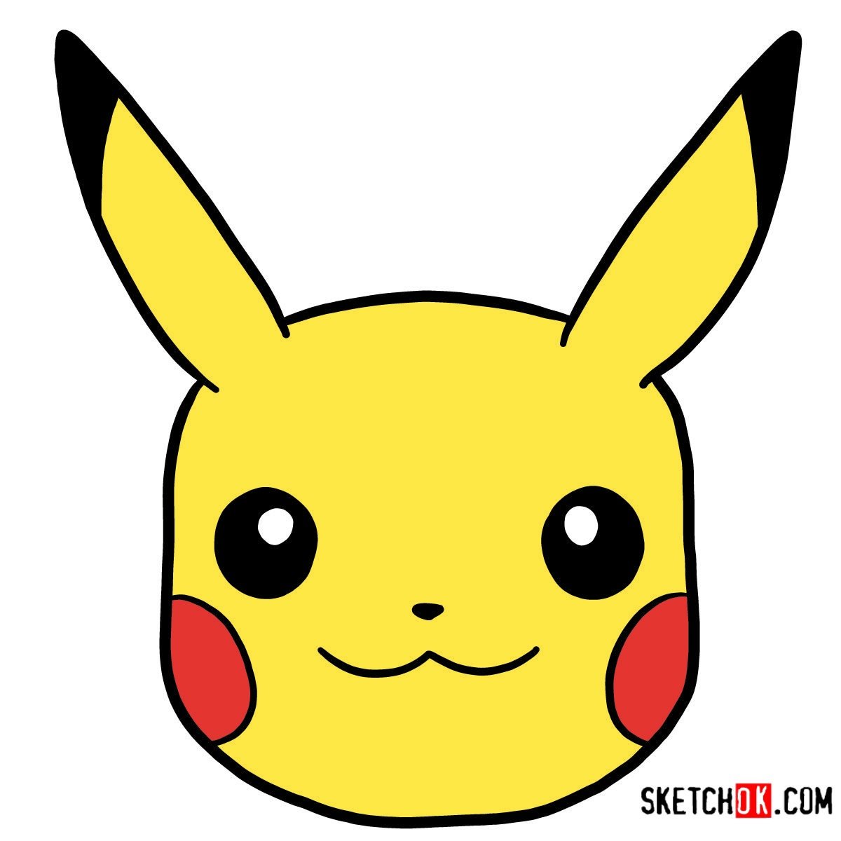 How To Draw Pikachu S Face Pokemon Sketchok Easy Drawing Guides